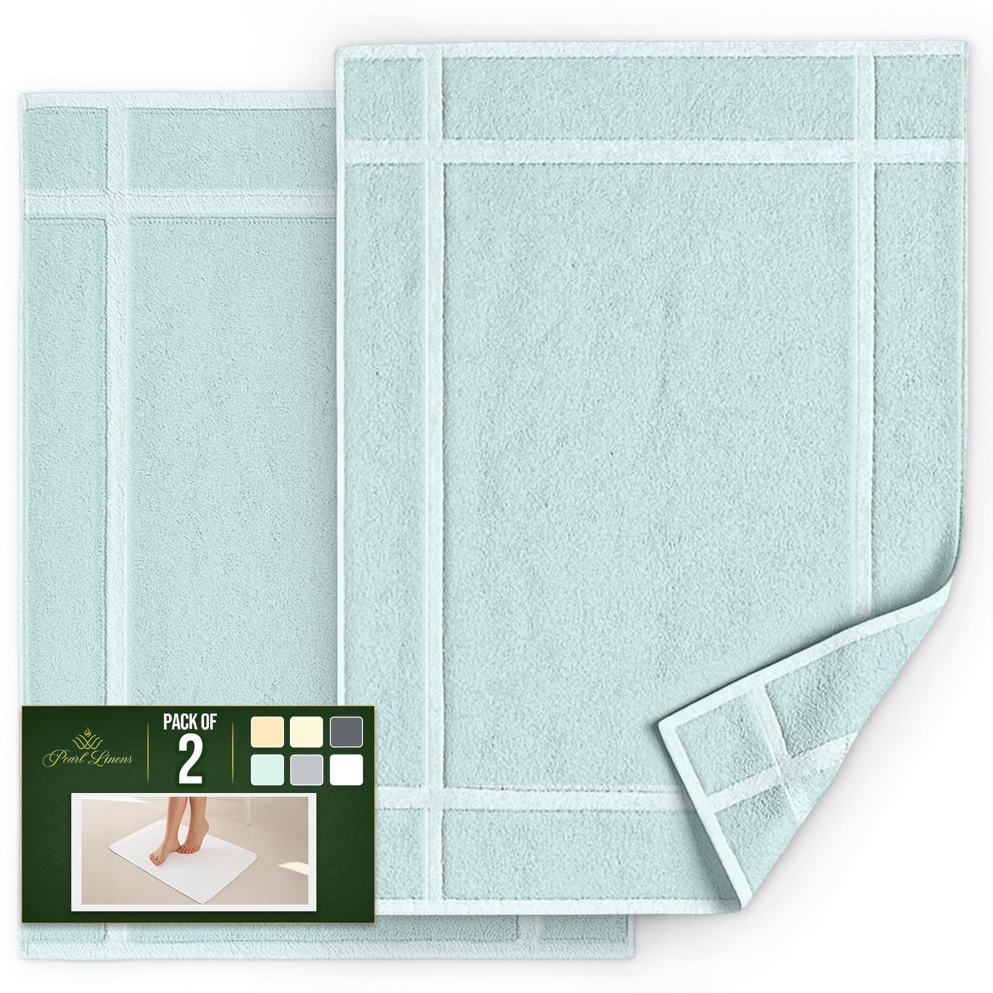 Pack of 2 100% Cotton Bath Mat 18x25 inches (2 Count)