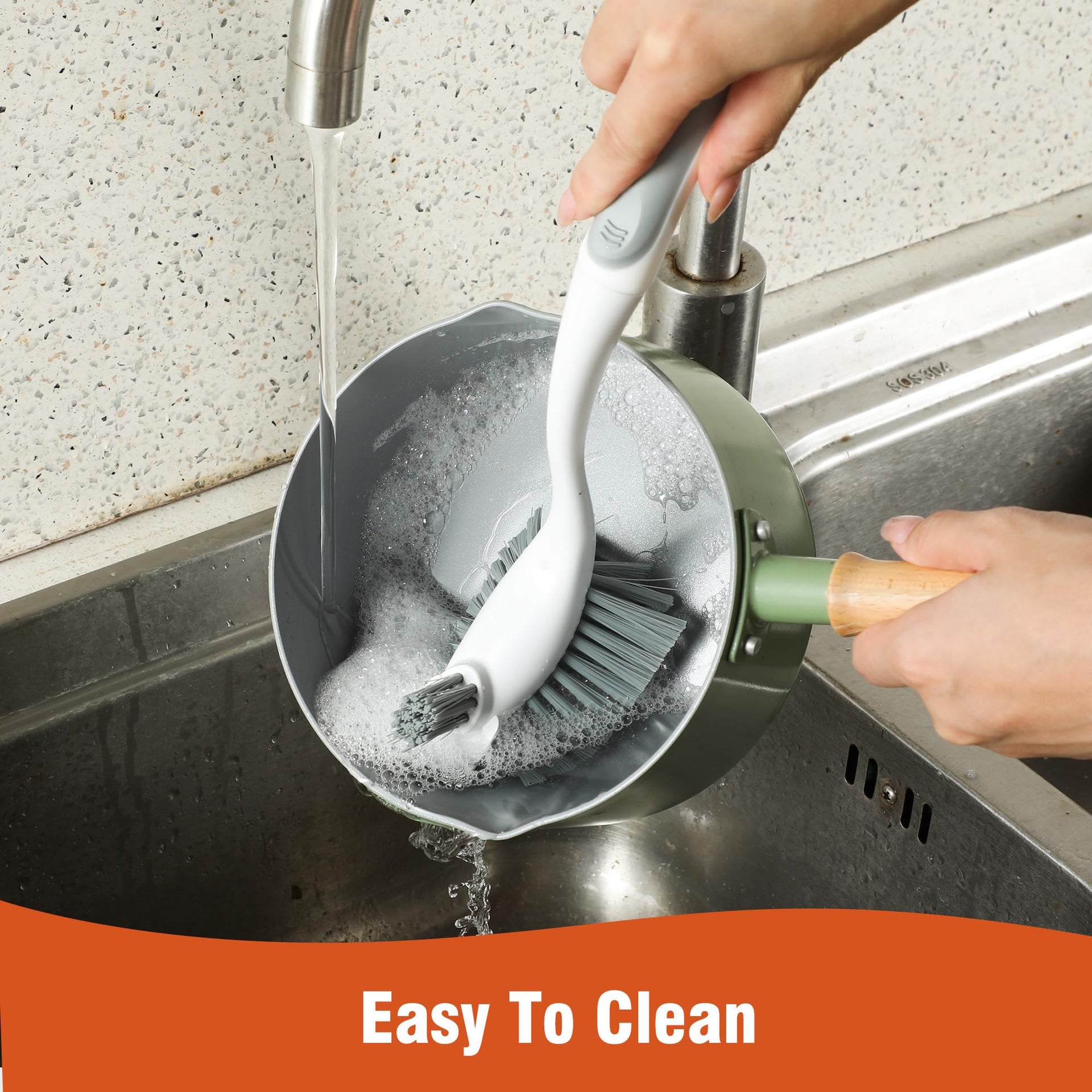 4 Pack Heavy Duty Dish Scrub Brushes with Long Handle (4 Count)