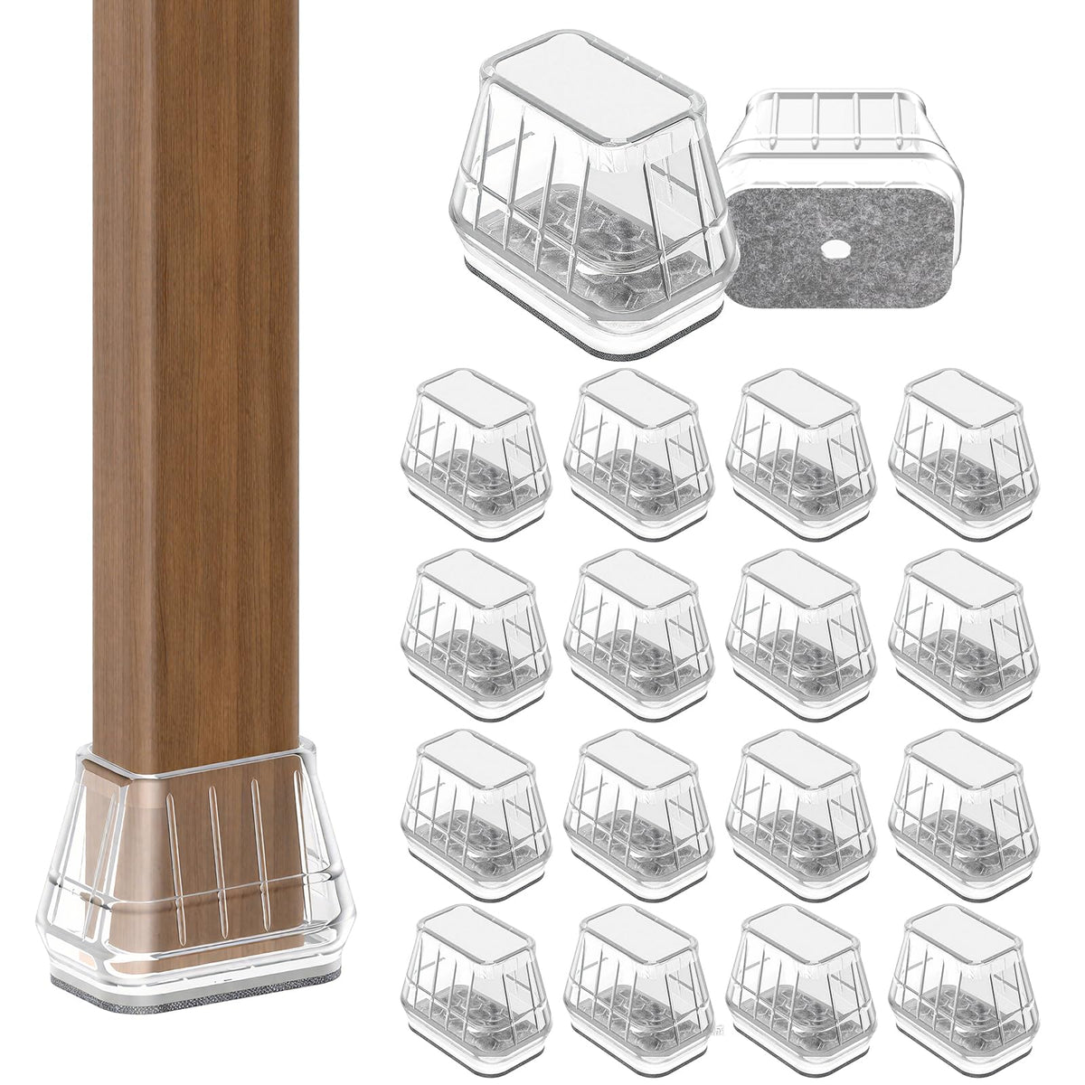 24PCS Rectangular Chair Leg Floor Protectors for Hardwood Floors (24 Count)