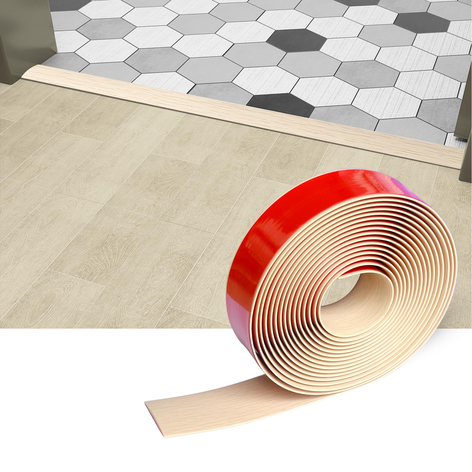 Floor Door Flat Transition Strip & Self Adhesive Floor Vinyl Floor Edge Trim Laminate Floor Gap Covering Joining Strip (236 Foot)