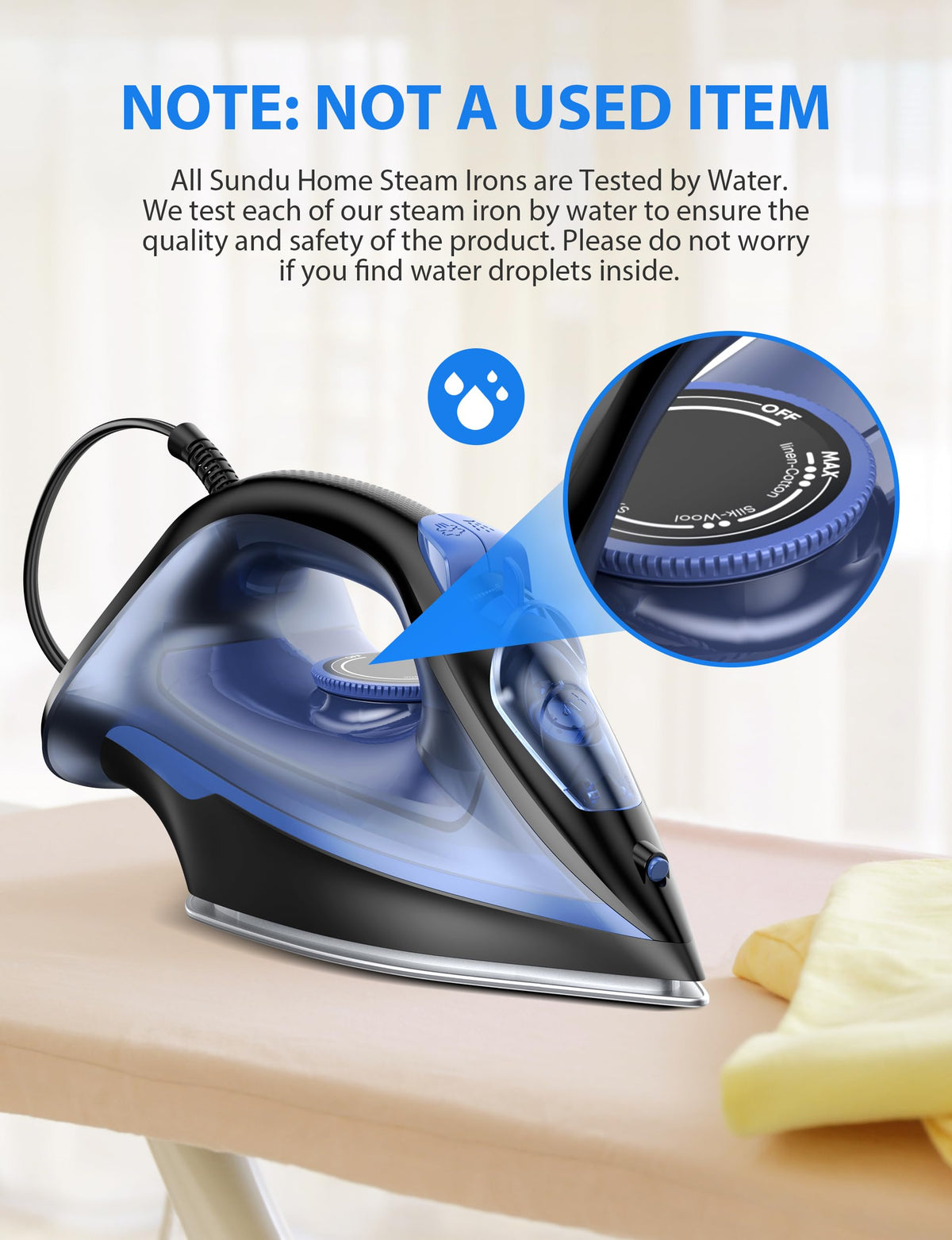 Steam Iron for Clothes with Rapid Heating Ceramic Coated Soleplate