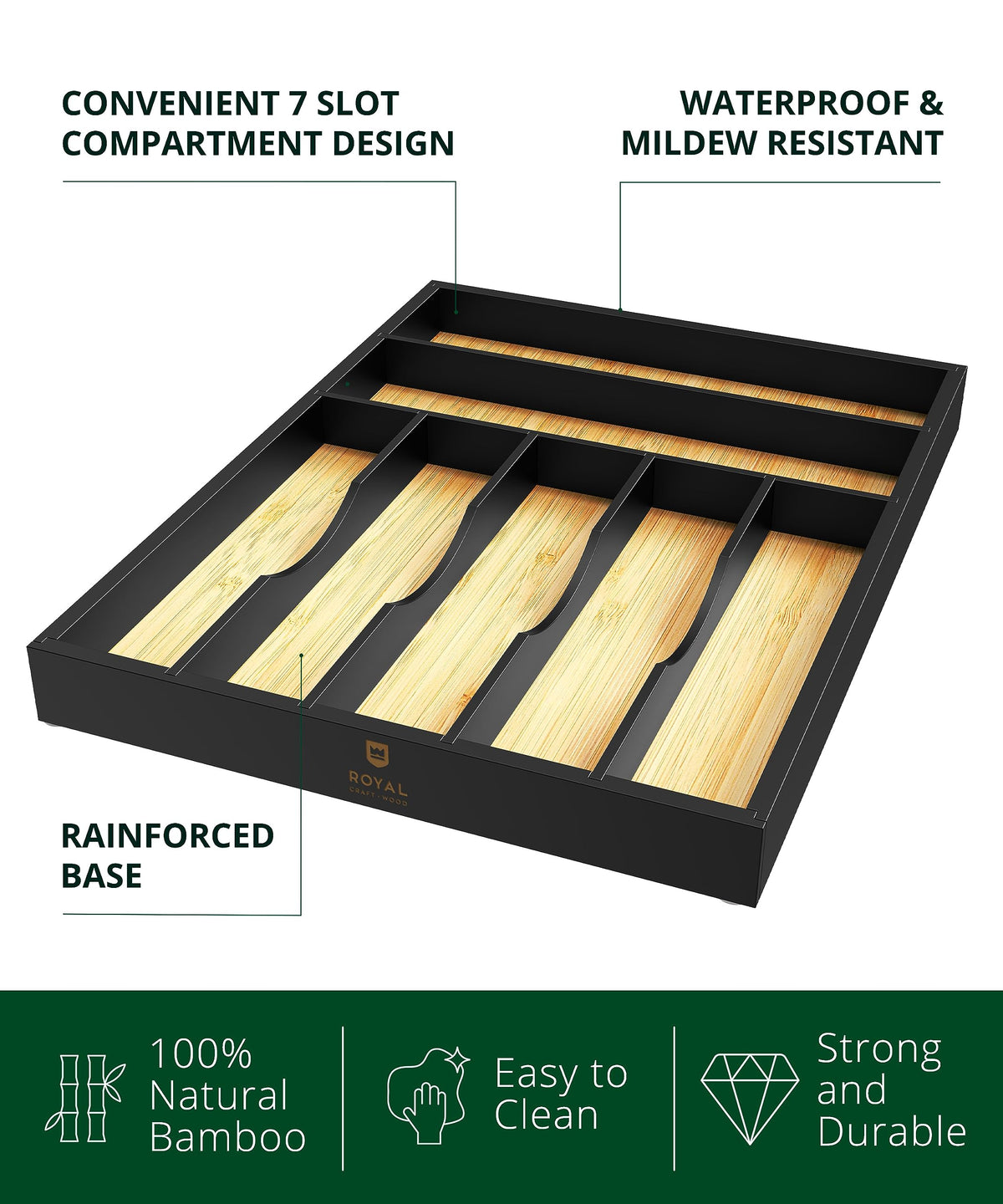 Luxury Bamboo Kitchen Drawer Organizer