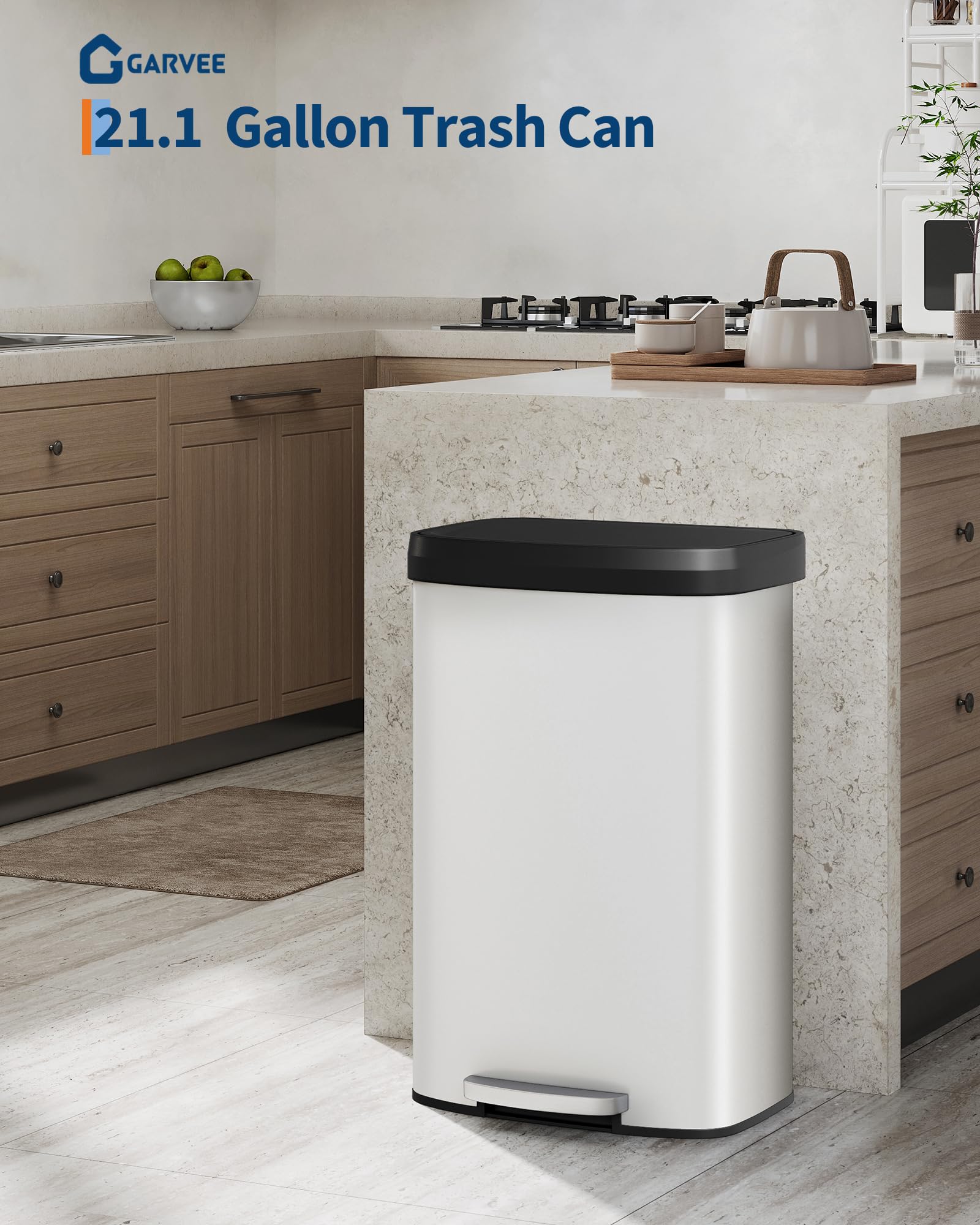 21 gal 80 L Metal Trash Can with Lid
