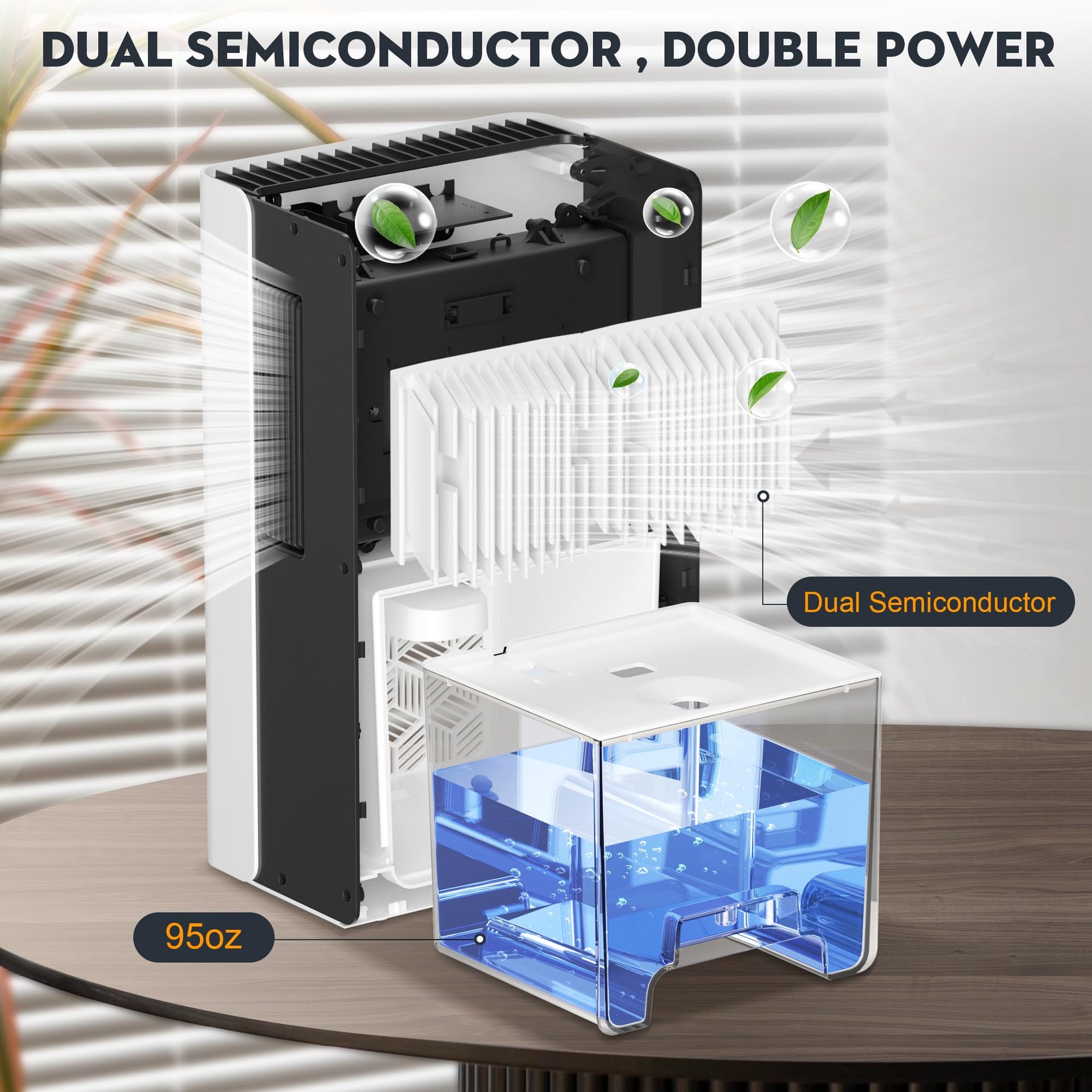 Dehumidifier 1000 Sq Ft 95 oz Tank with Sleep Mode