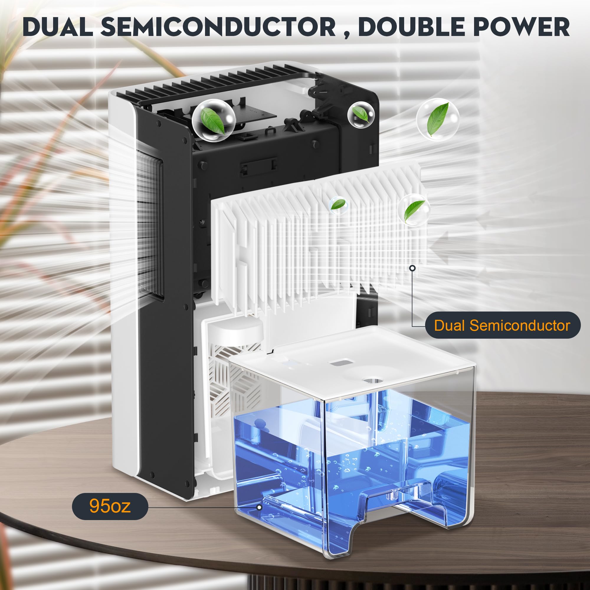 Dehumidifier 1000 Sq Ft 95 oz Tank with Sleep Mode