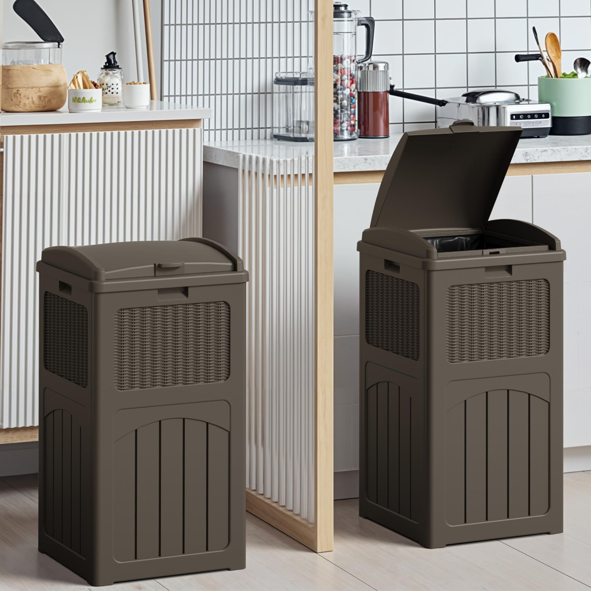33 Gallon Outdoor Trash Can with Dual Lid (2 Count)