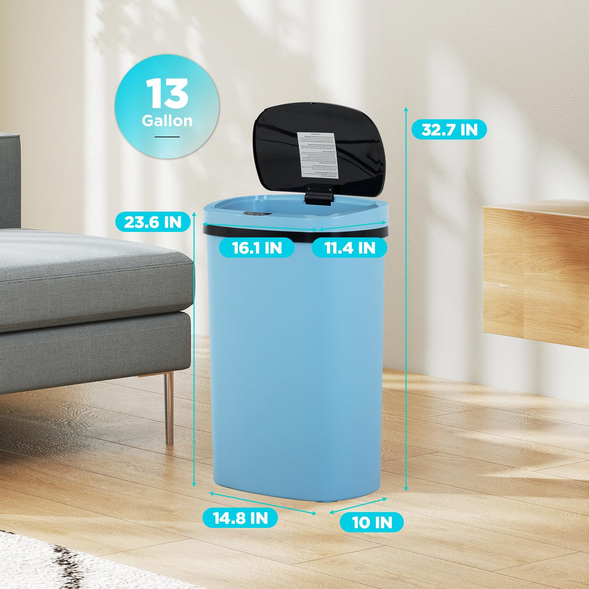 Automatic Motion Sensor Bathroom Trash Can with Lid