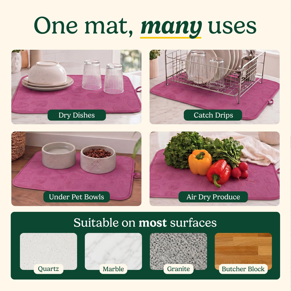 Cuisinart Dish Drying Mat for Kitchen Counter (2 Count)