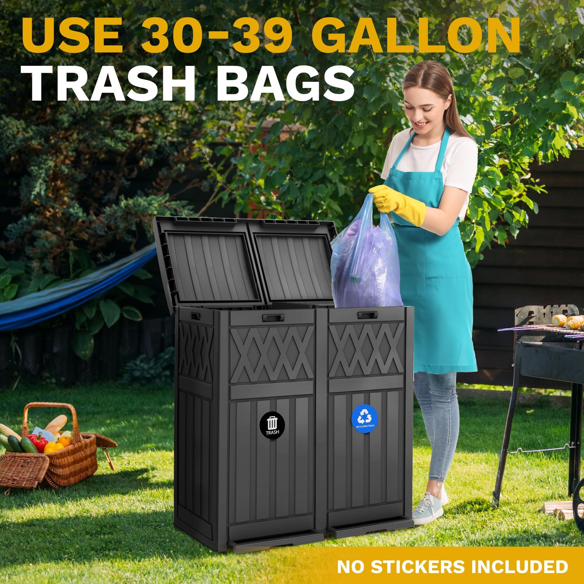 72 Gallon Dual Outdoor Trash Can