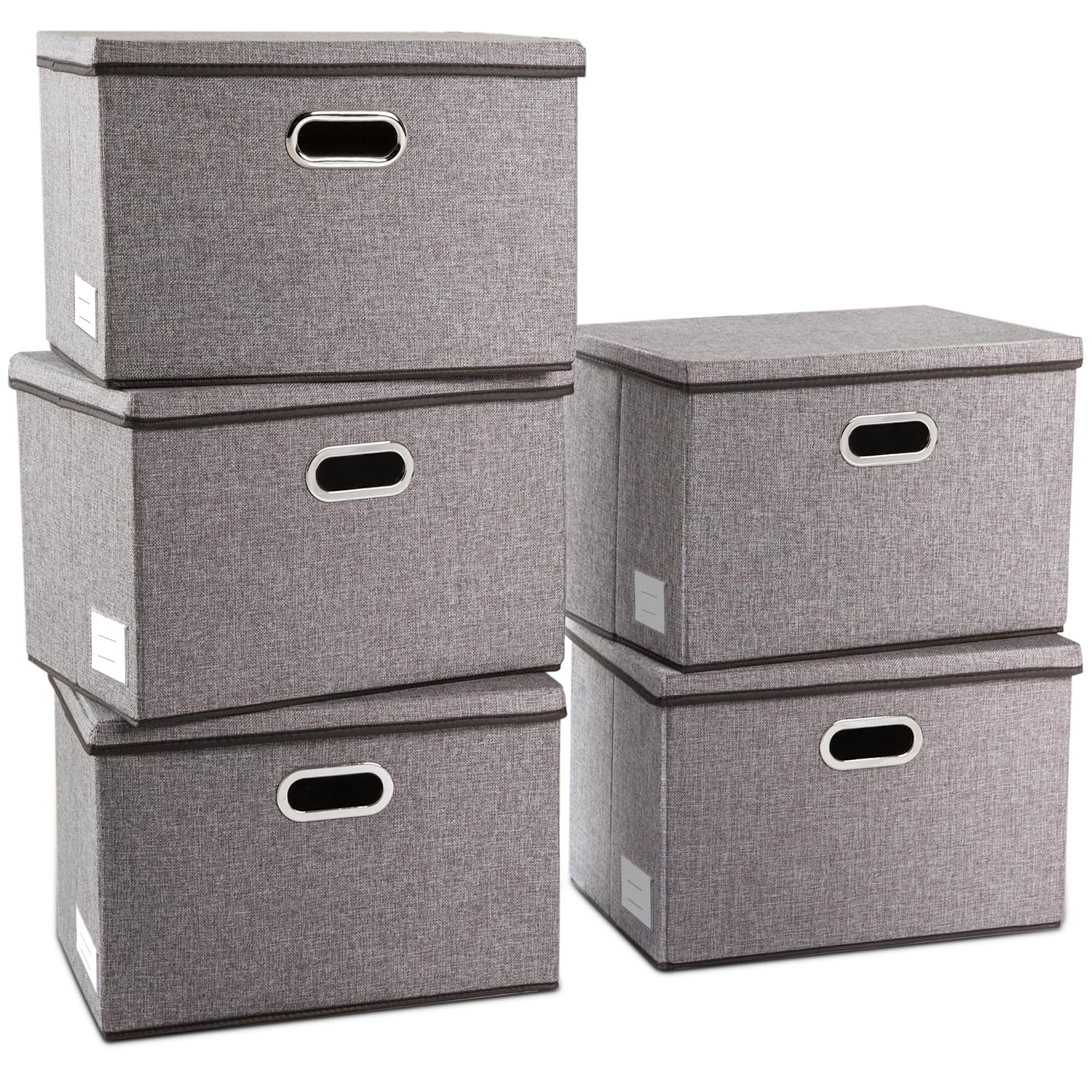 Large Collapsible Storage Containers with Lids [5 (5 Count)