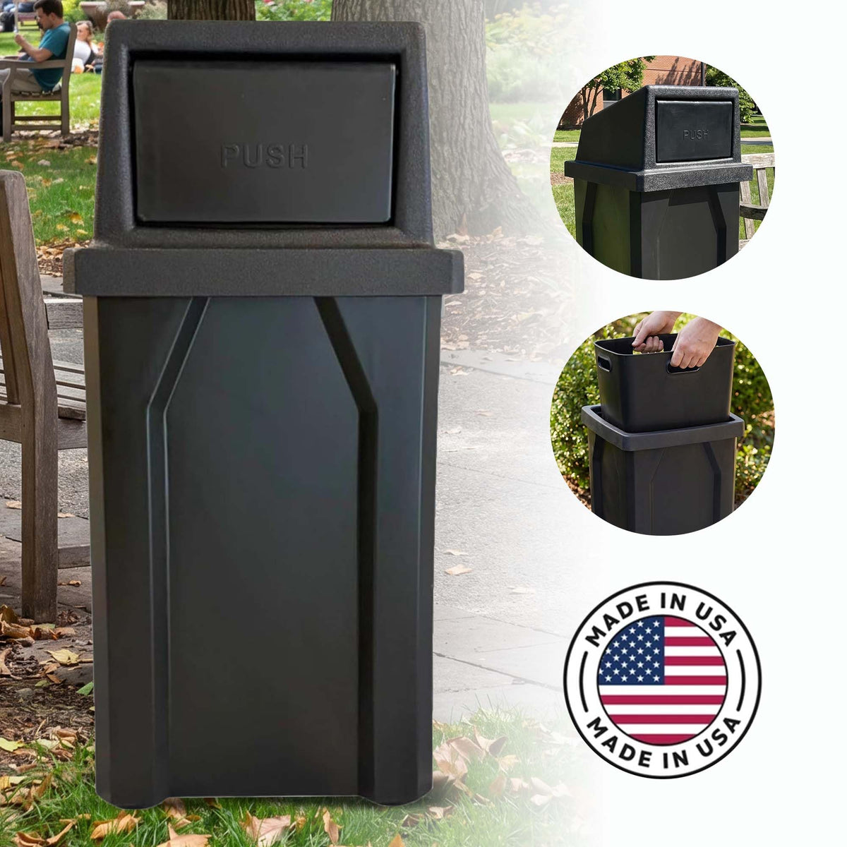 Campus Collection 32 Gallon Outdoor Commercial Trash Can with Lid