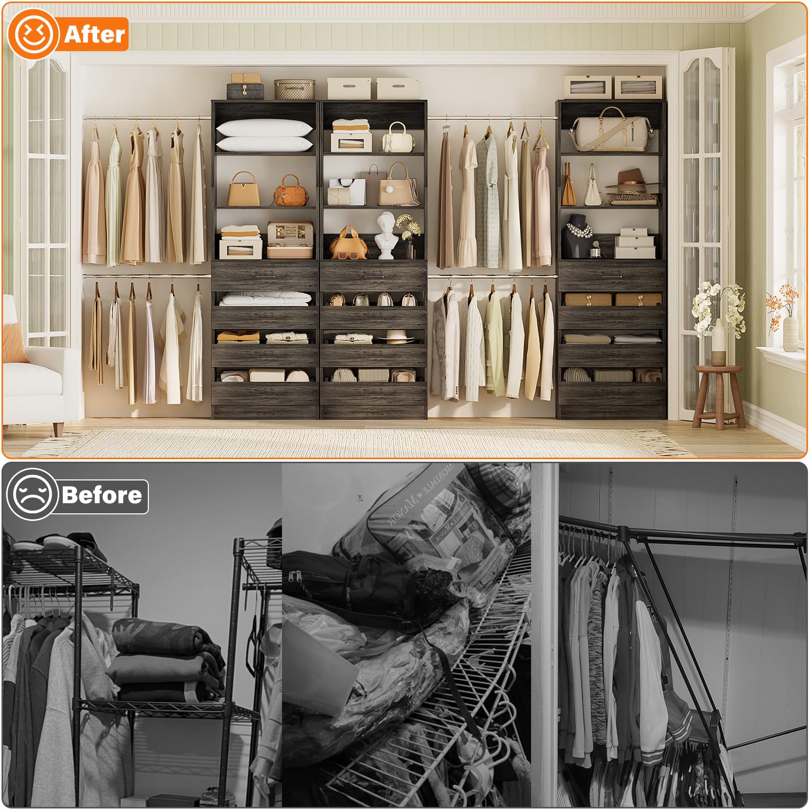 Closet System with 12 Drawers