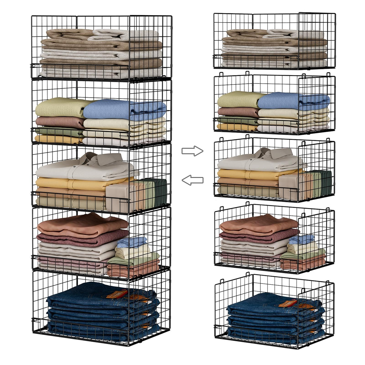 5 Tier Stackable Closet Organizers and Storage Shelves