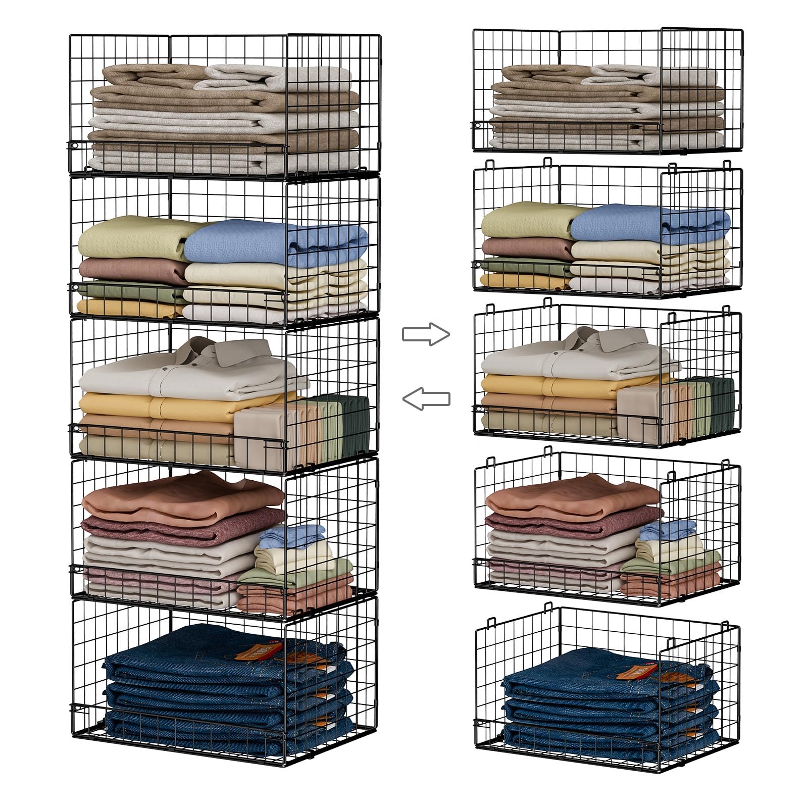 5 Tier Stackable Closet Organizers and Storage Shelves