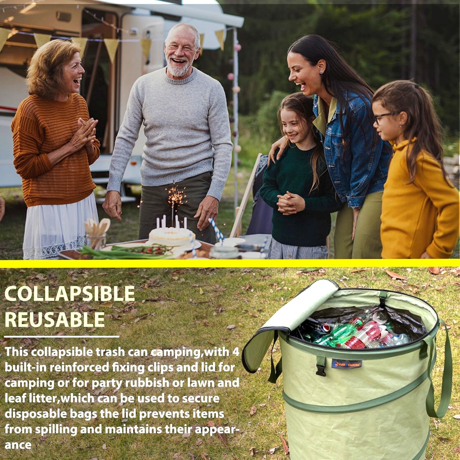 29 Gallon Hard Bottom Collapsible Trash Can (2 Count)