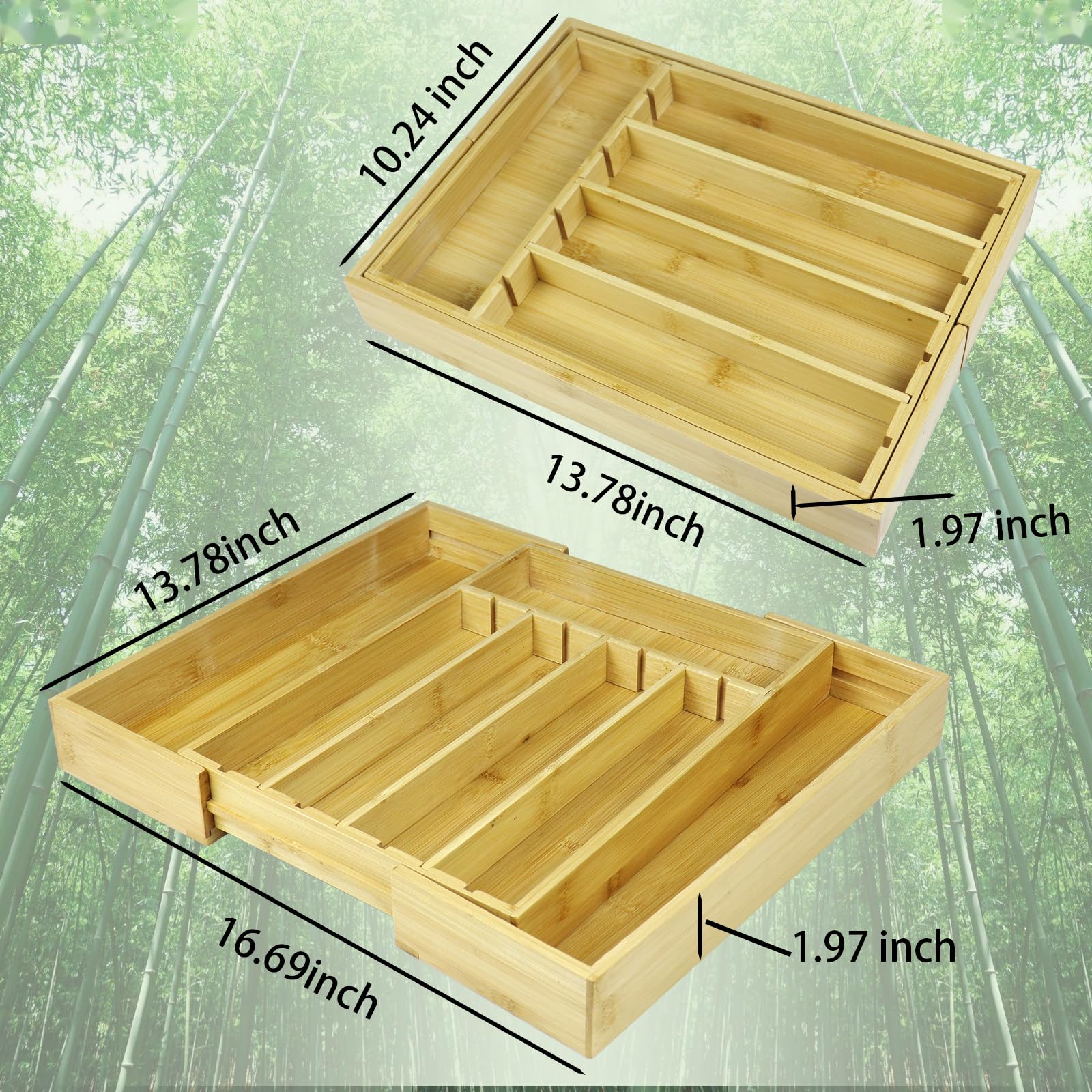 Bamboo Adjustable Drawer Organizer
