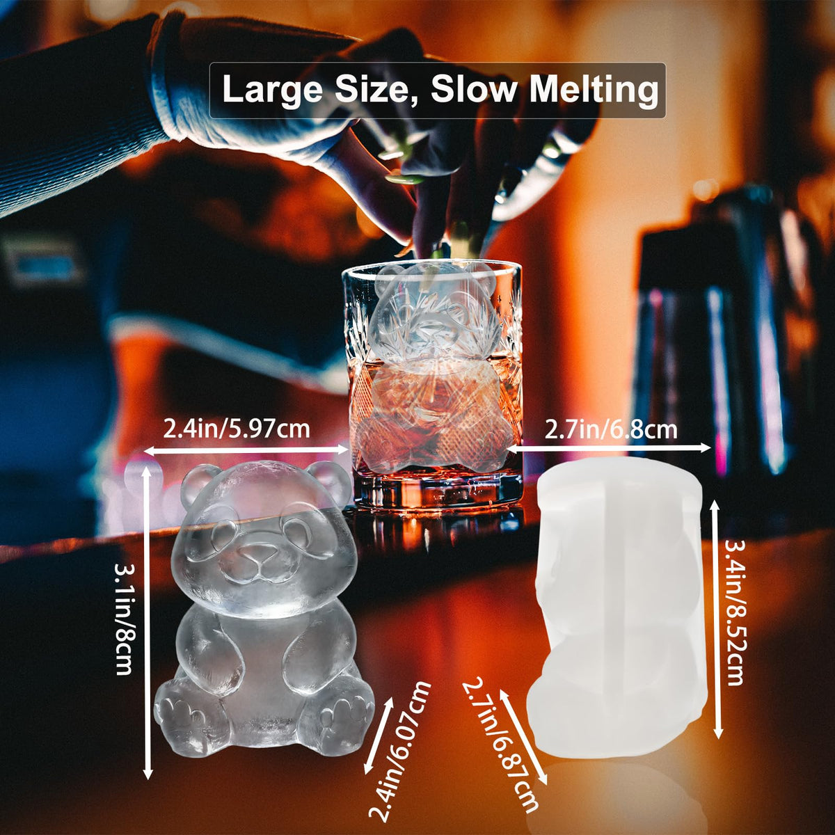 3D Panda Ice Cube Silicone Molds Tray for Whiskey (2 Count)