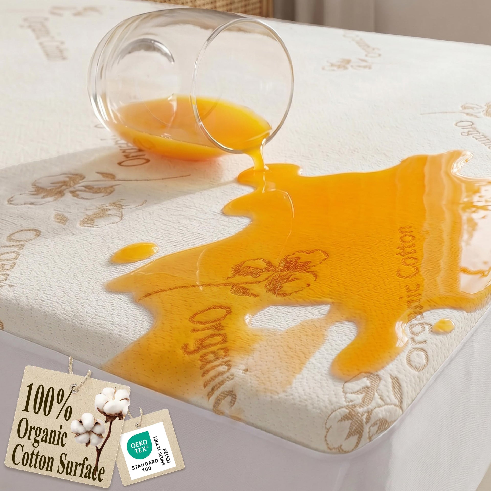 Waterproof Mattress Protector Organic Cotton Surface Queen Size