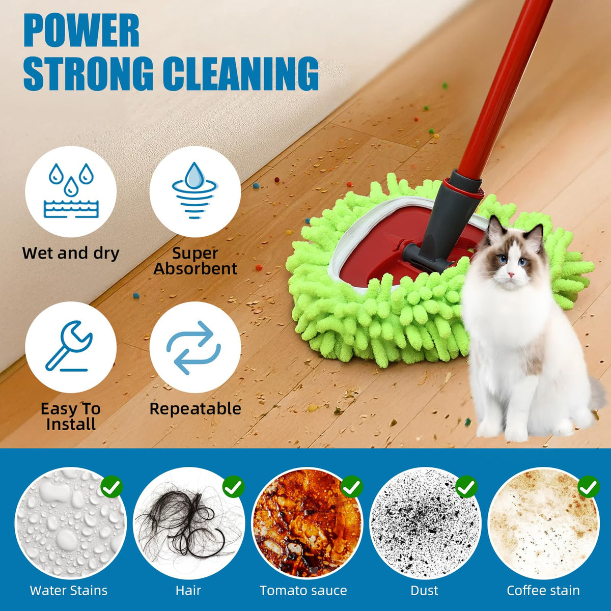 Mop Heads Replacements Compatible with Ocedar RinseClean 2 (3 Count) - ModHome Supplies
