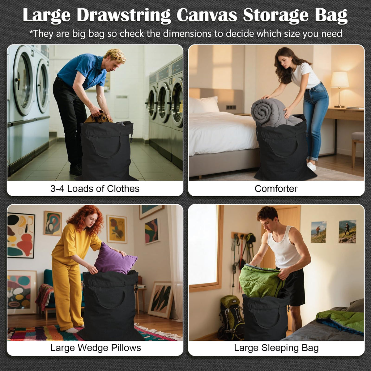 Canvas Laundry Bag 33"Wx 35"H