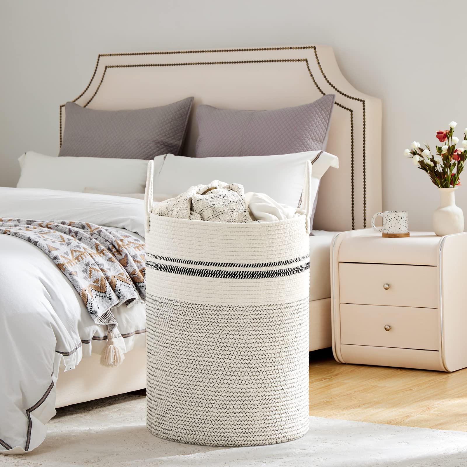 100L Extra Large Woven Laundry Basket Hamper