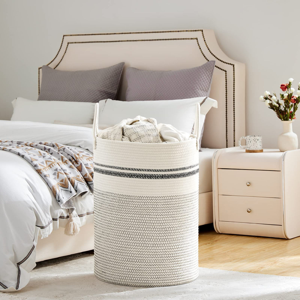 100L Extra Large Woven Laundry Basket Hamper