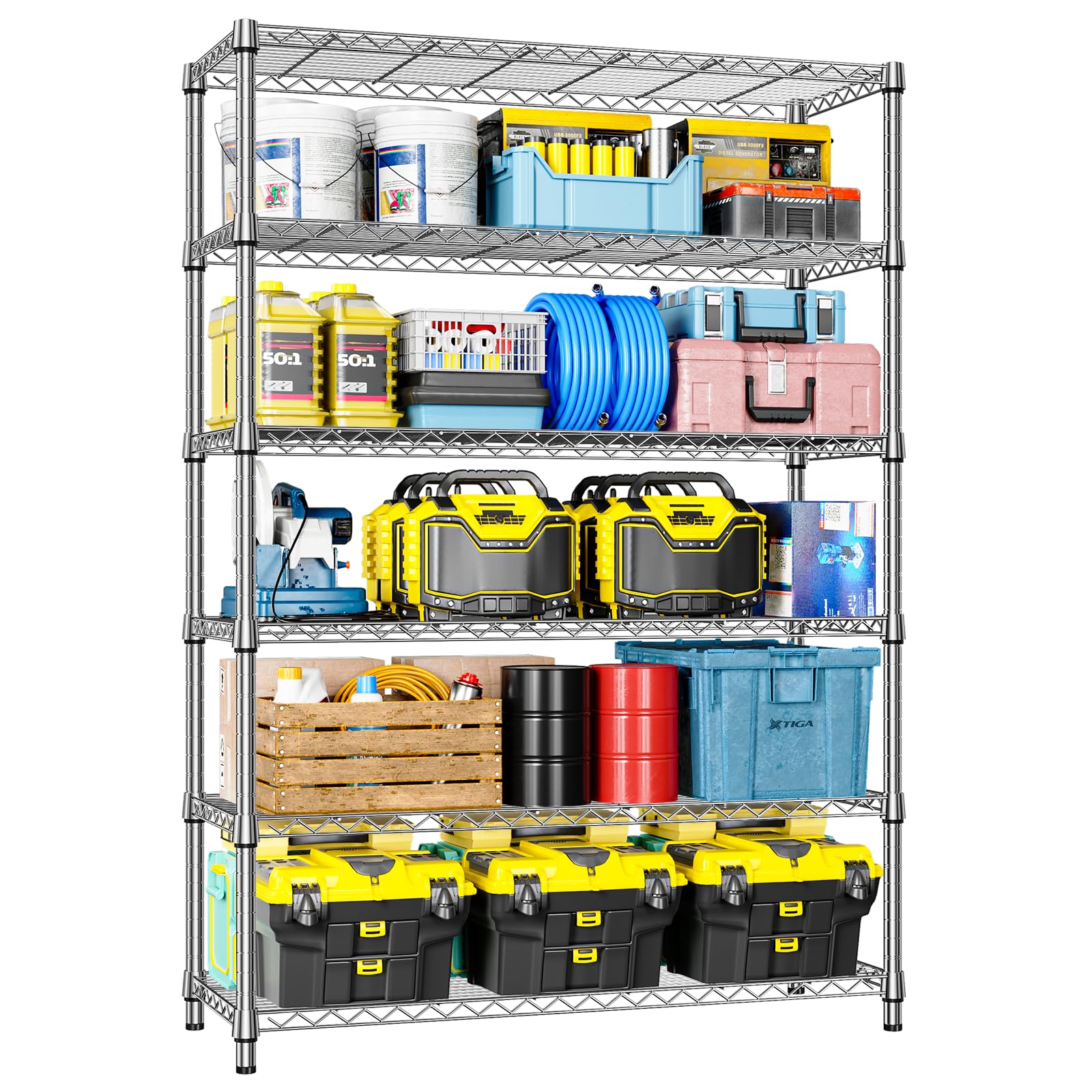 6 Tier Heavy Duty Metal Wire Shelving Unit