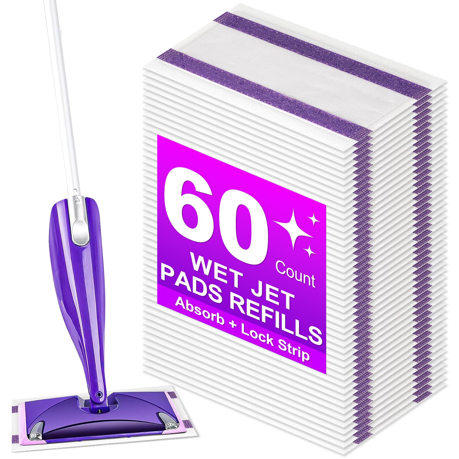 60Pack Mopping Pad Refill for Swiffer Wetjet Mop (60 Count)