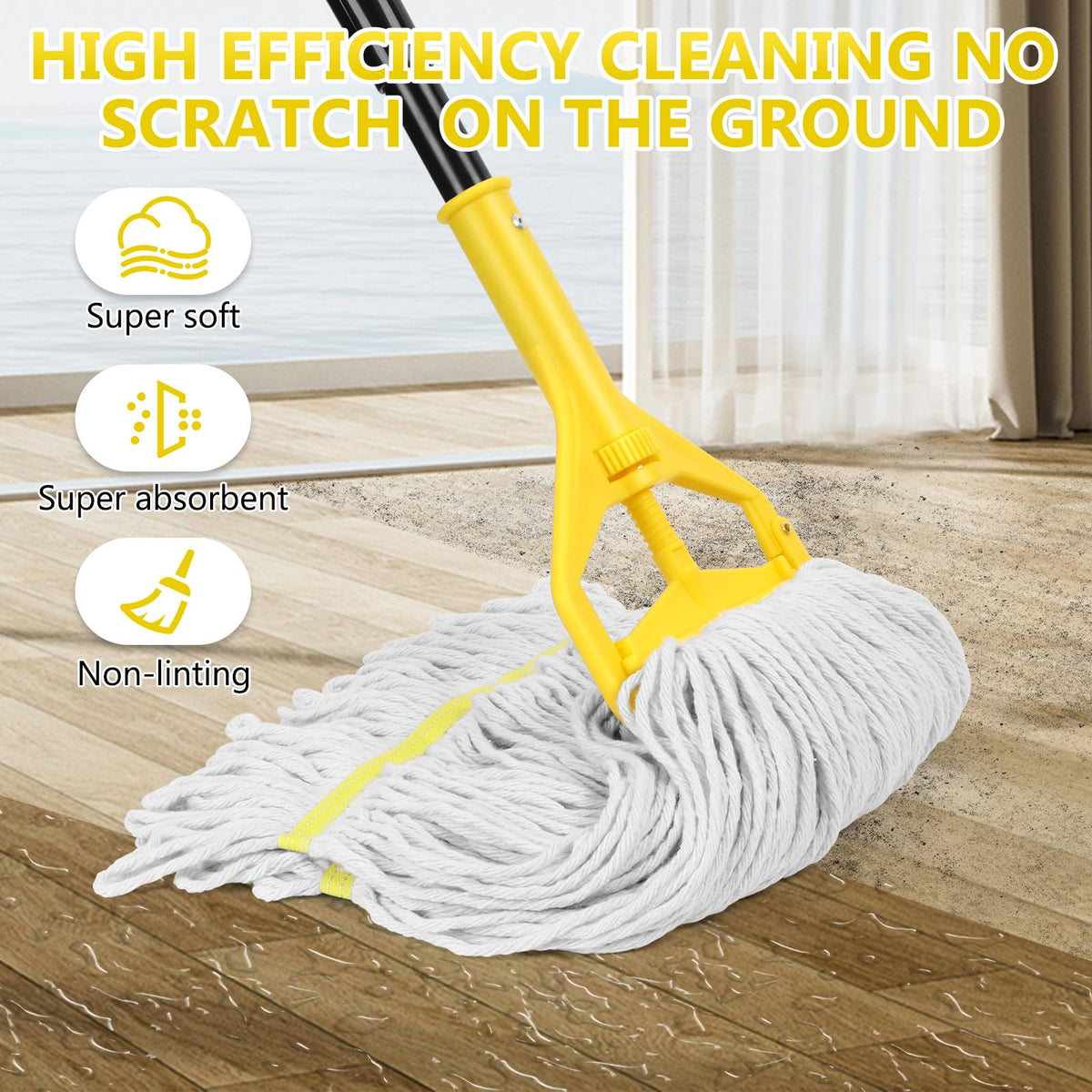 Heavy Duty Commercial Industrial Cotton Mop with Long Handle