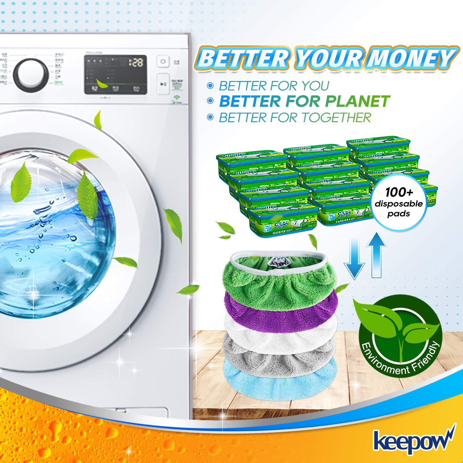 10 Pack Reusable Mop Pads Compatible with Swiffer Sweeper (10 Count)