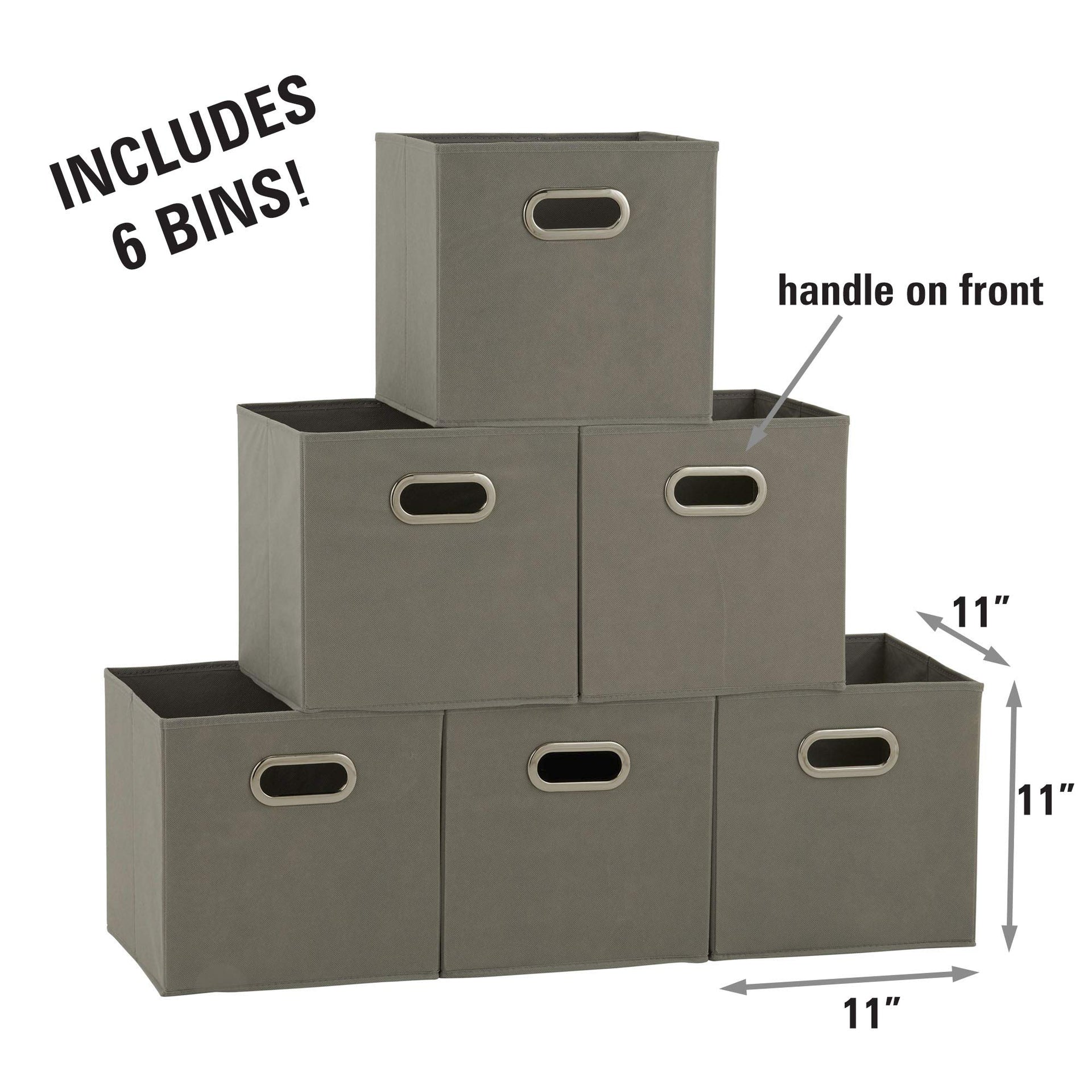 Fabric Storage Bins in Strong Poly‑Woven Fabric (6 Count)