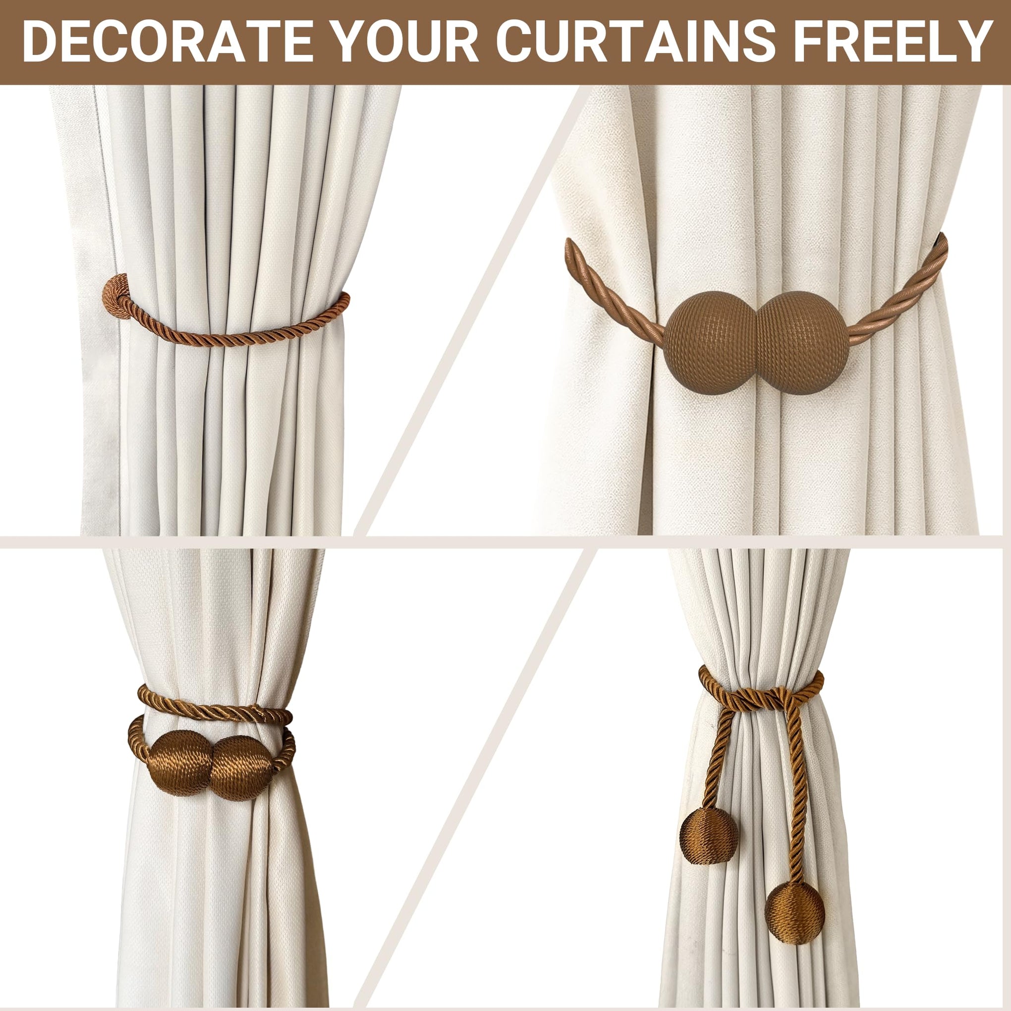 Magnetic Curtain Tiebacks Dark Brown 6pcs (6 Count)