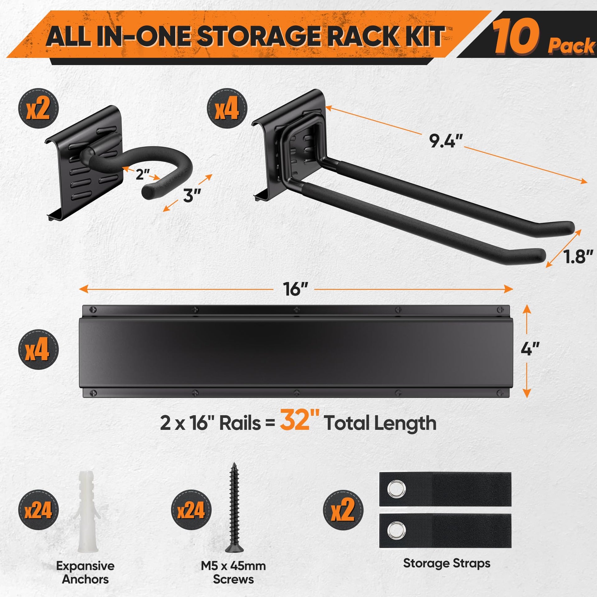 Heavy Duty Garden Tool Organizer Metal Wall Mount