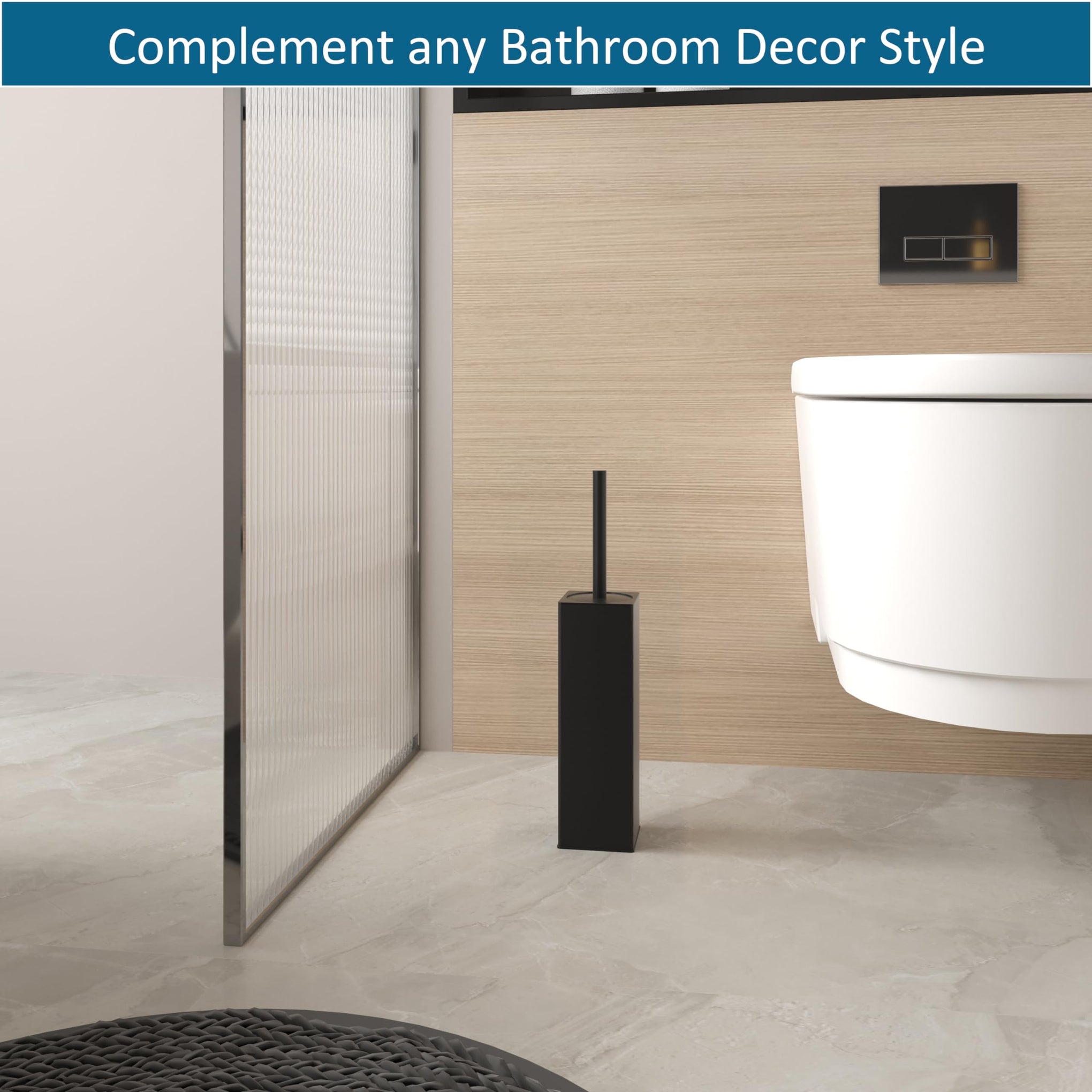 Toilet Brush and Holder Set Black Freestanding for Bathroom