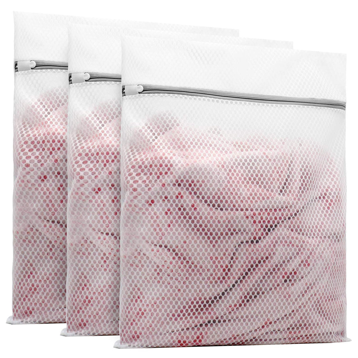 3Pcs Durable Honeycomb Mesh Laundry Bags for Delicates 16x20 Inches (3 Count)