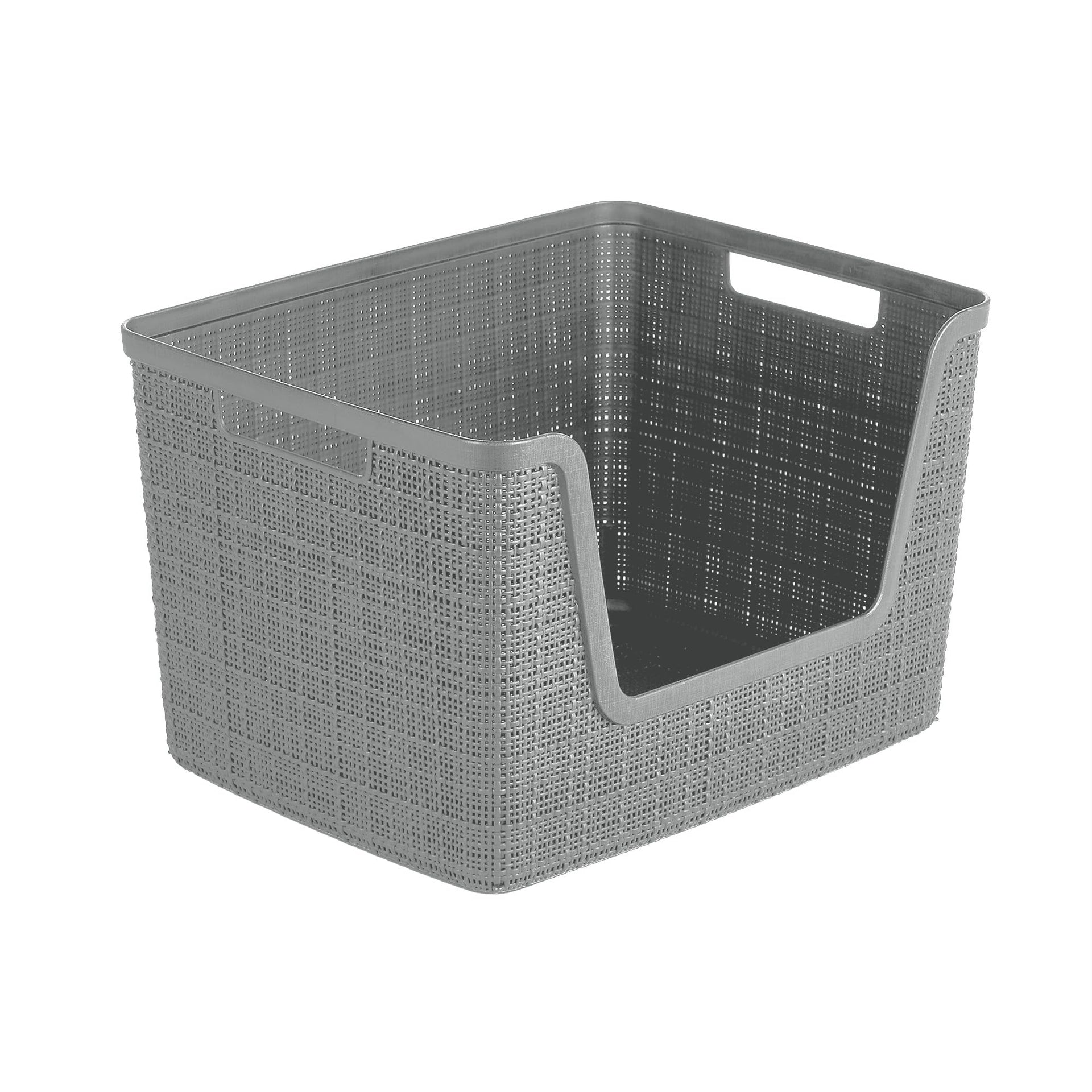 Set of 4 Large 18L Easy Access Jute Decorative Plastic Organization and Storage Baskets (4 Count)