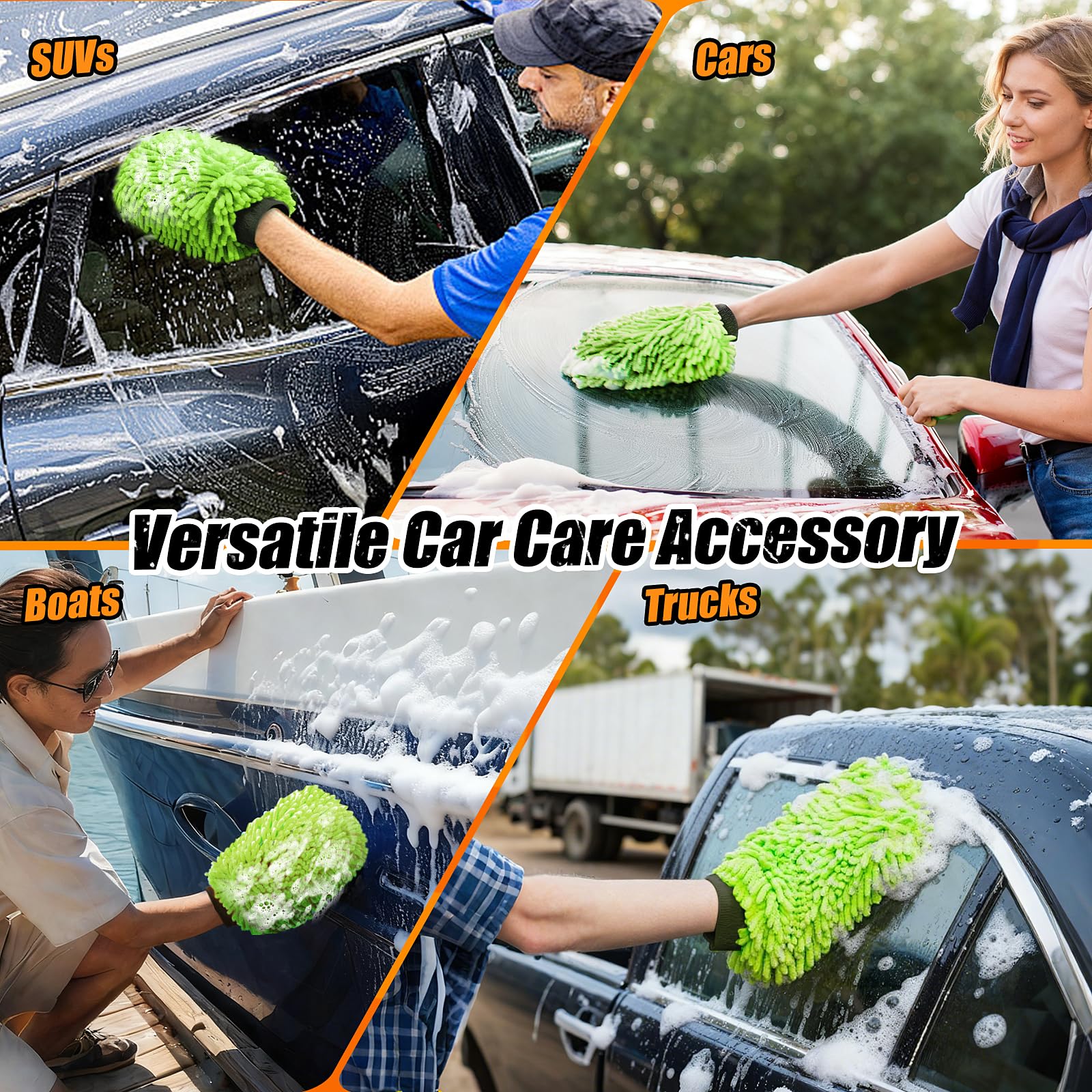 4 Pack Car Wash Mitt Microfiber (4 Count)