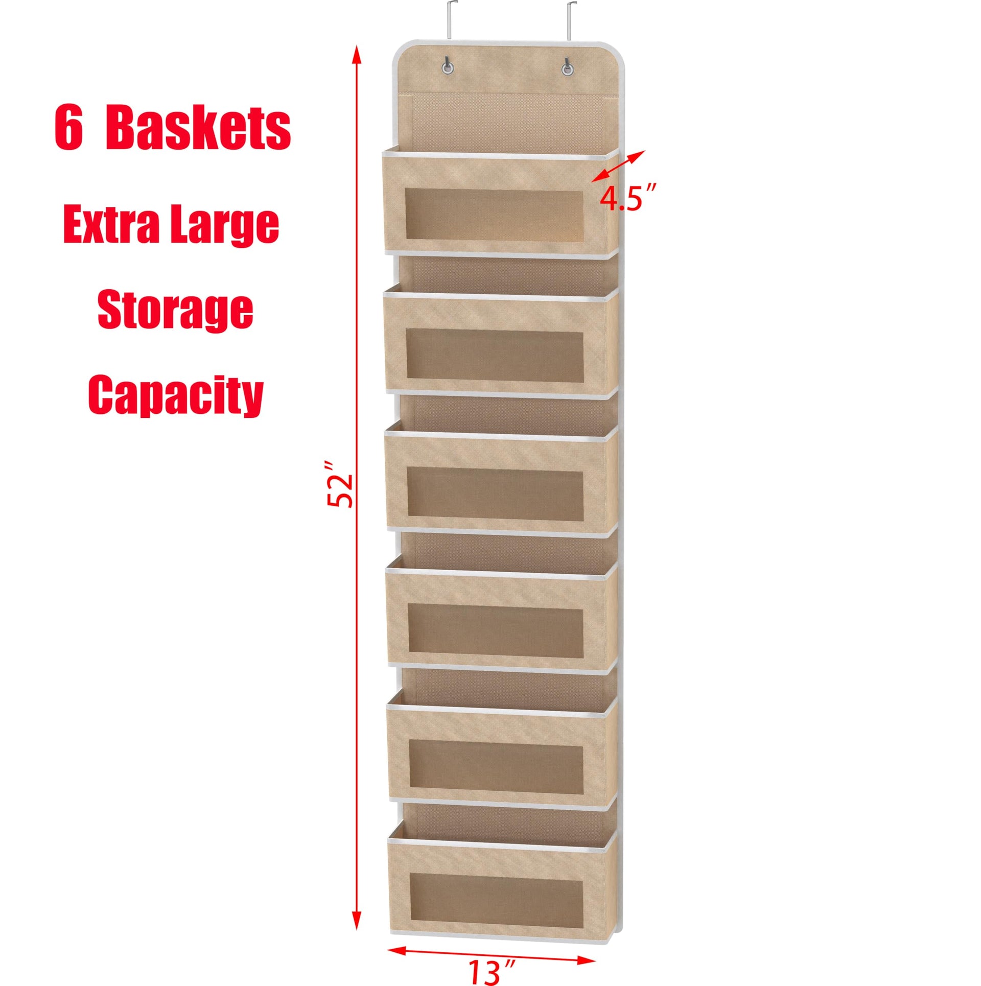 6 Clear Window Pocket Over Door Hanging Organizer
