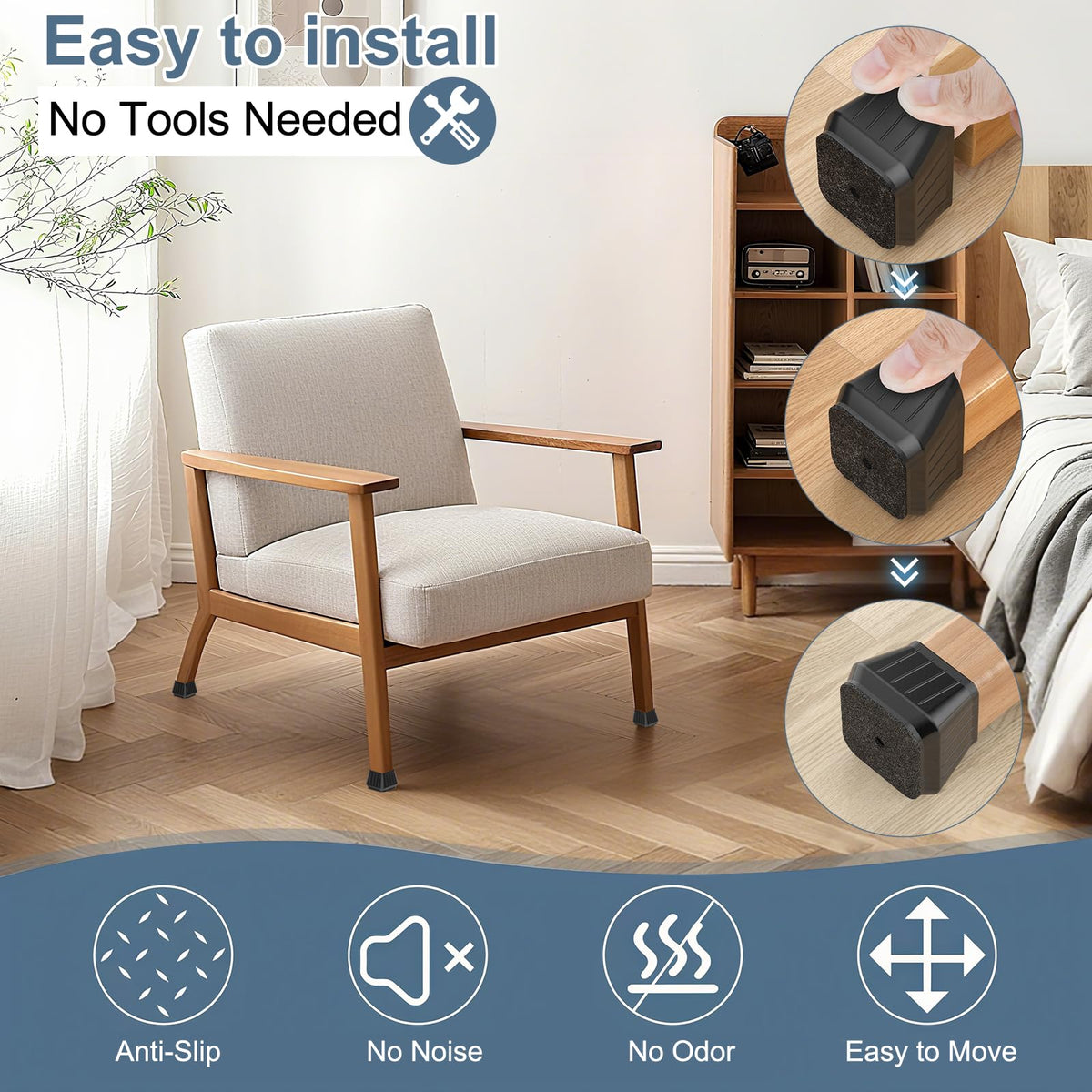 24PCS Square Chair Leg Floor Protectors for Hardwood Floors (24 Count)