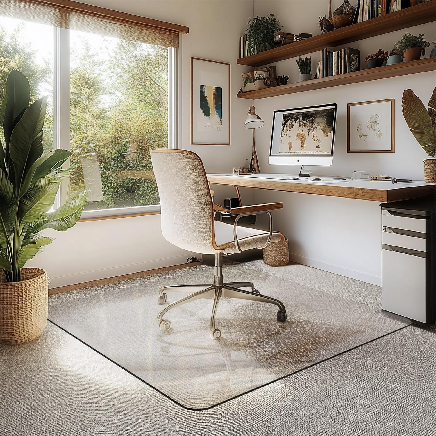 45"x45" Tempered Glass Chair Mat for Carpet & Hardwood Floors