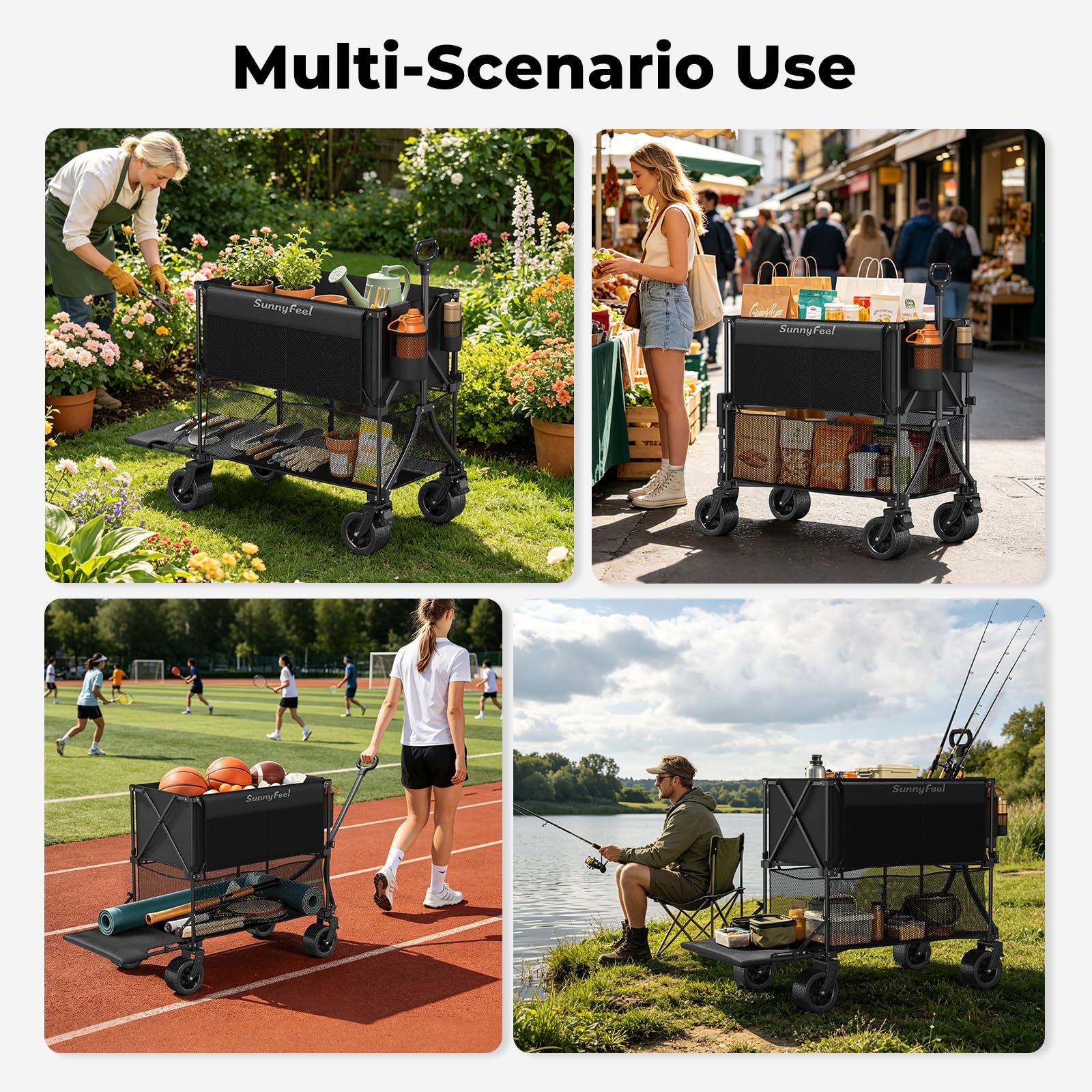 400L Double Decker Wagon Cart with Brakes
