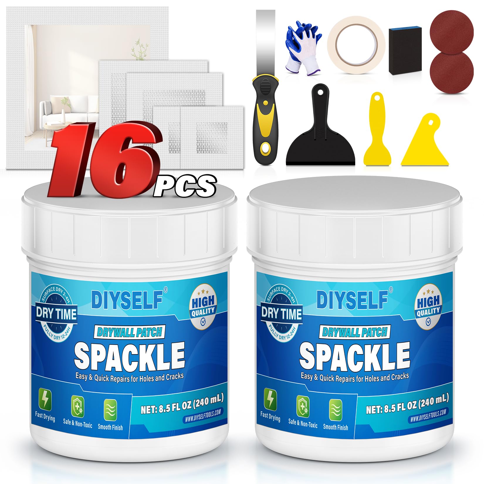 16 Piece Drywall Repair Kit