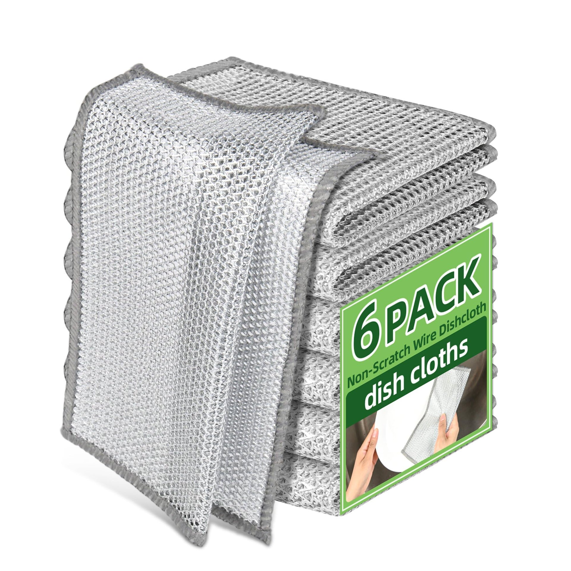 Non Scratch Wire Dishcloth for Washing Dishes (6 Count)