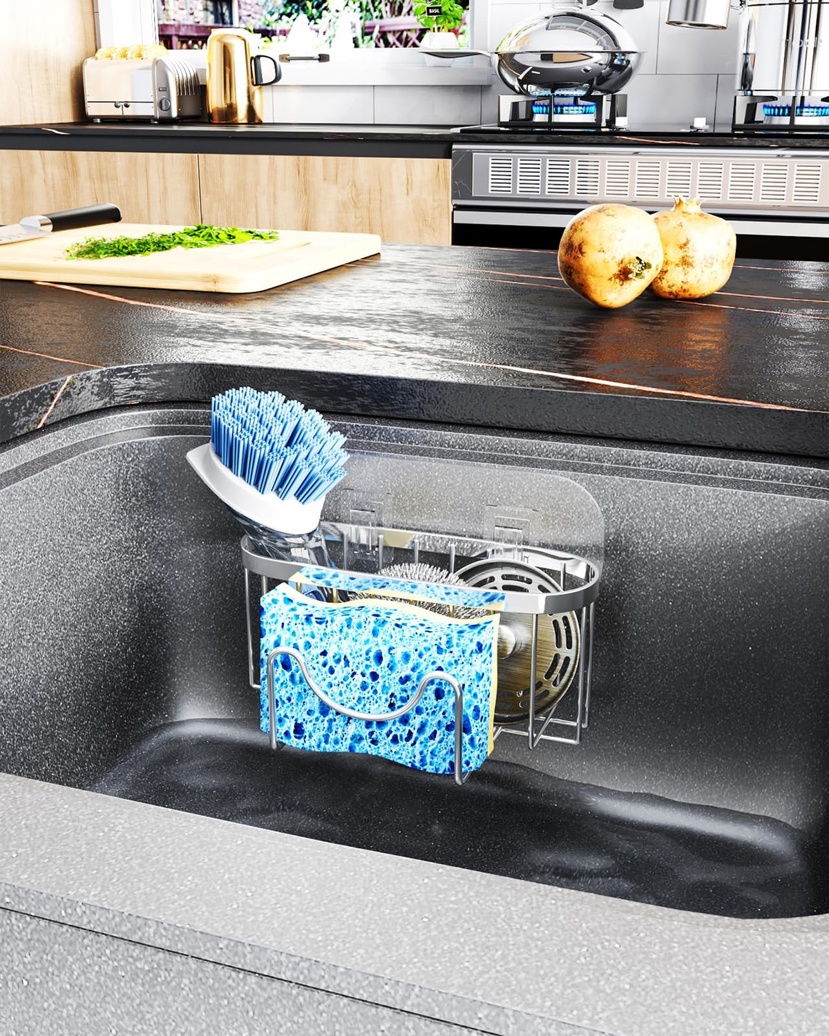 Multifunctional Adhesive Kitchen Sink Organizer with M