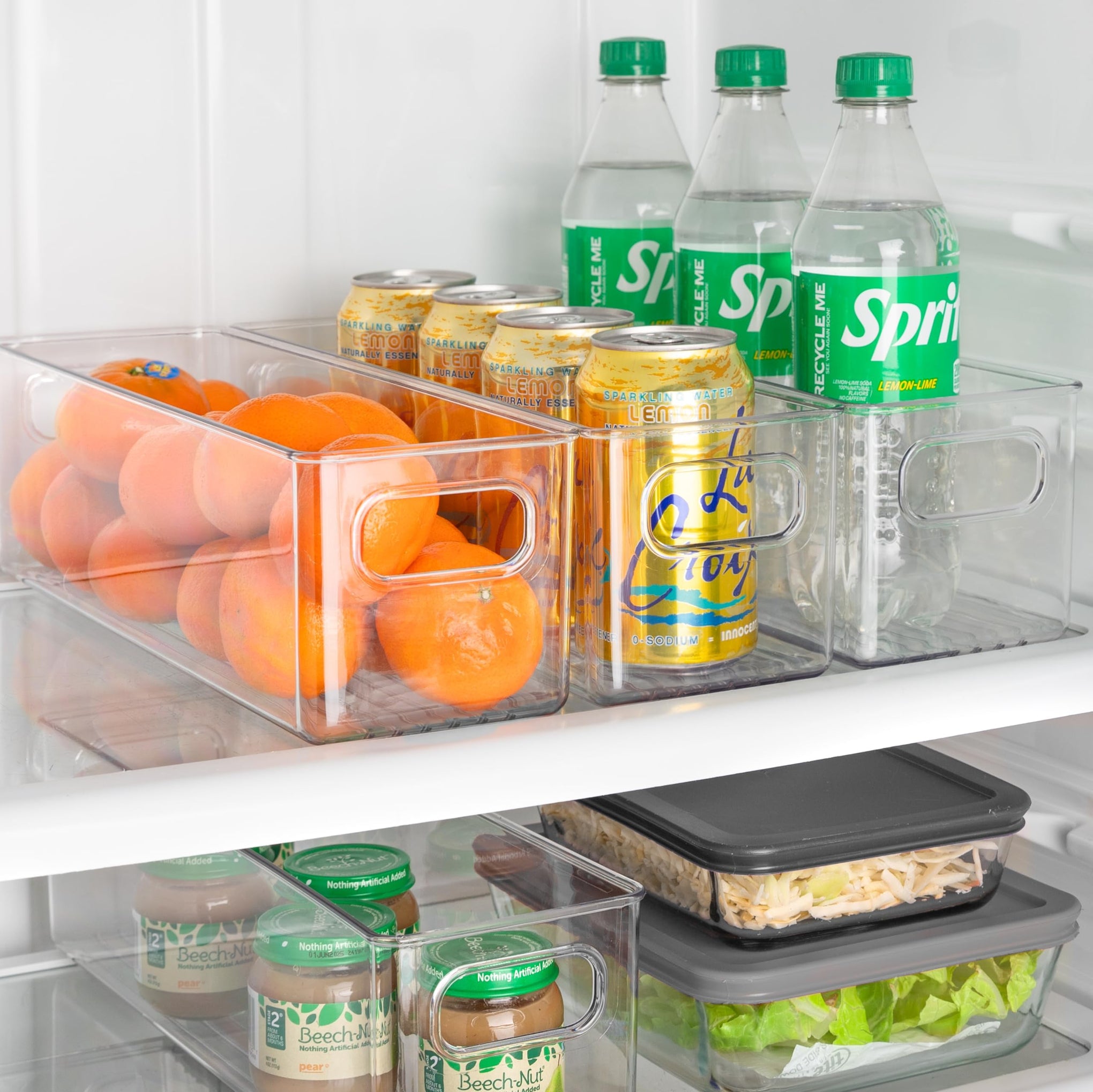 Plastic Food Storage 6 Pack Clear Container Bin with Handles for Organizing Kitchen (6 Count)