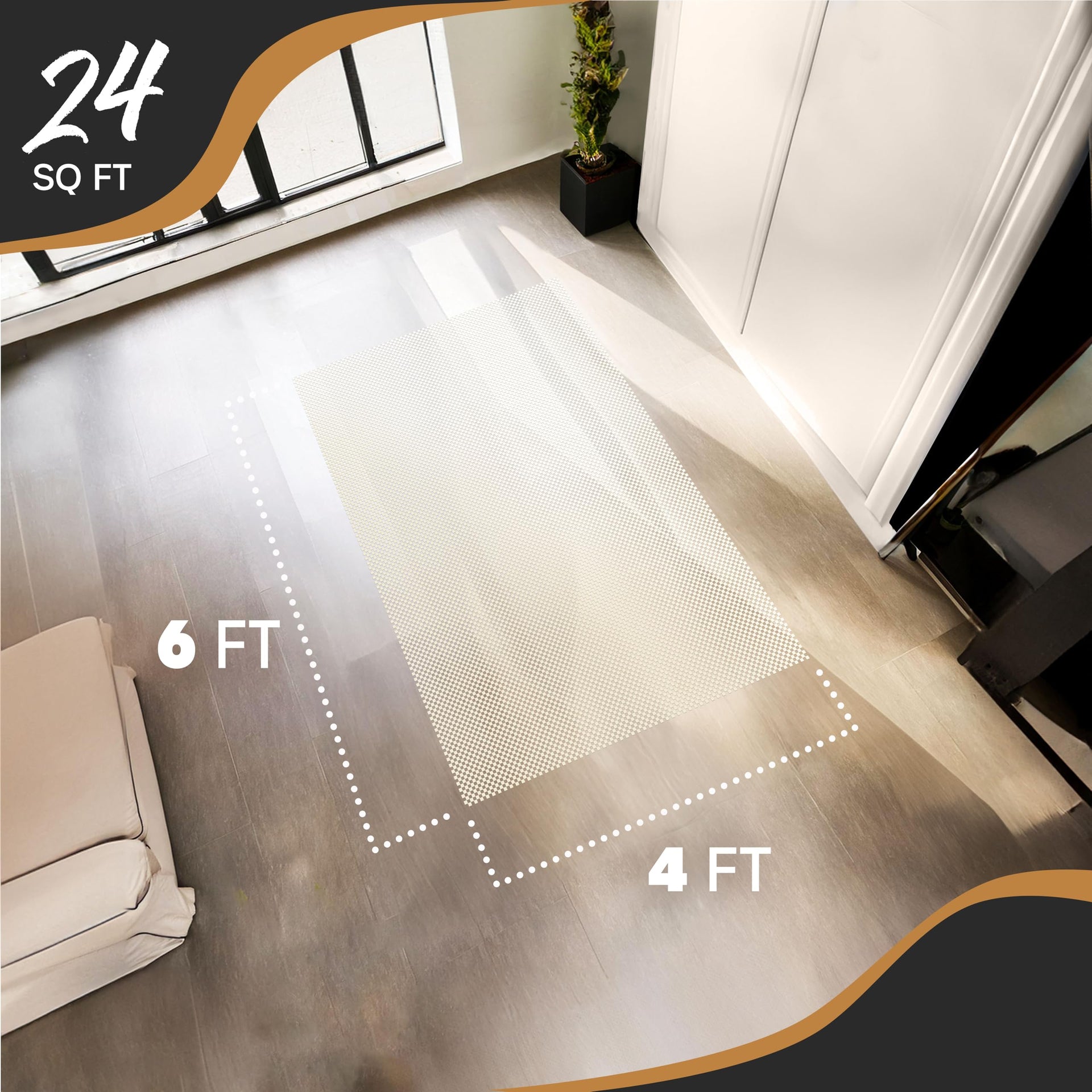 4'x6' White Non Slip Rug Pads (24 Sq Ft)