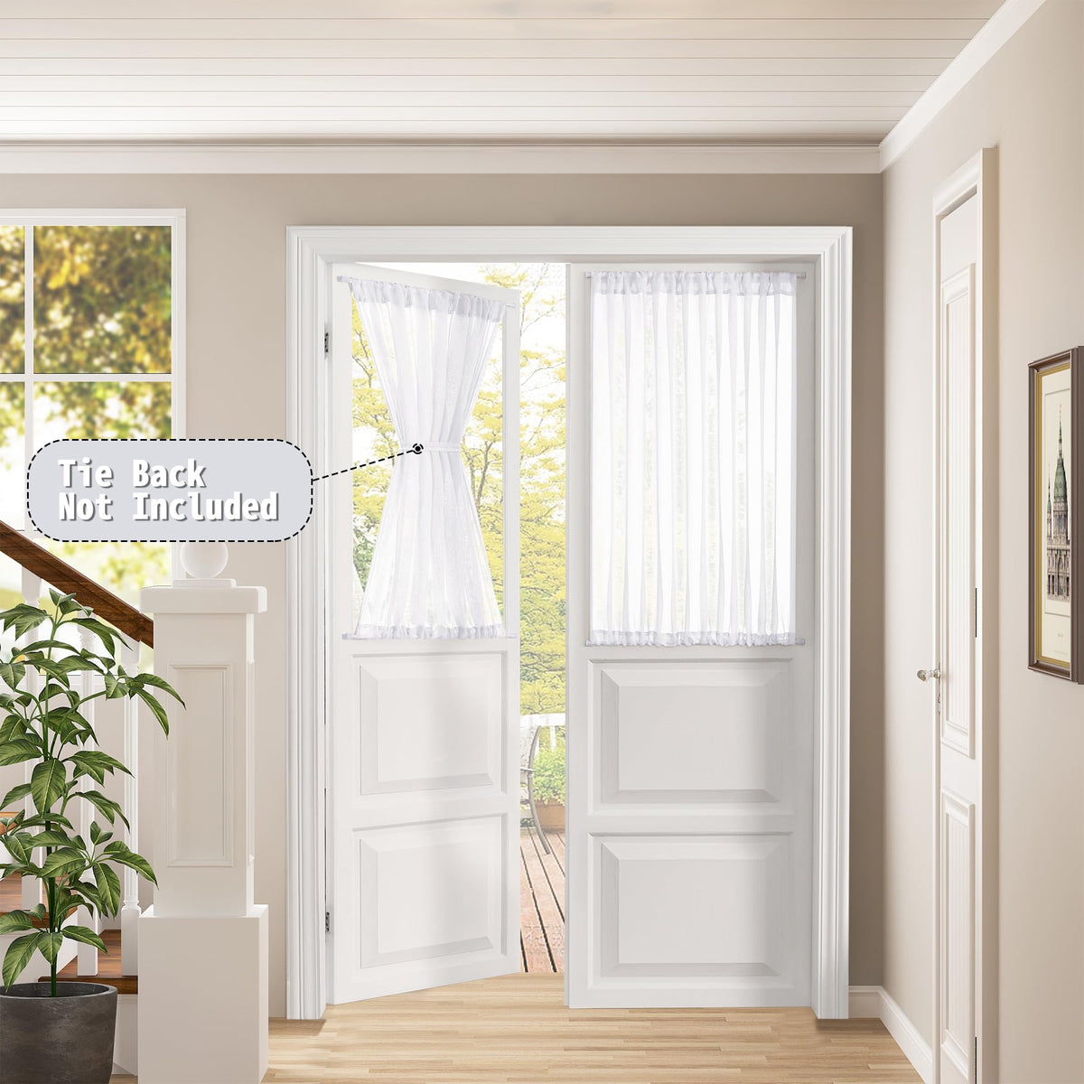 Small Sheer Door Curtain Closet Linen Textured Curtain Sheers Doorway Light Filtering Voile French Door Rod Pocket Curtains Patio Glass Doors