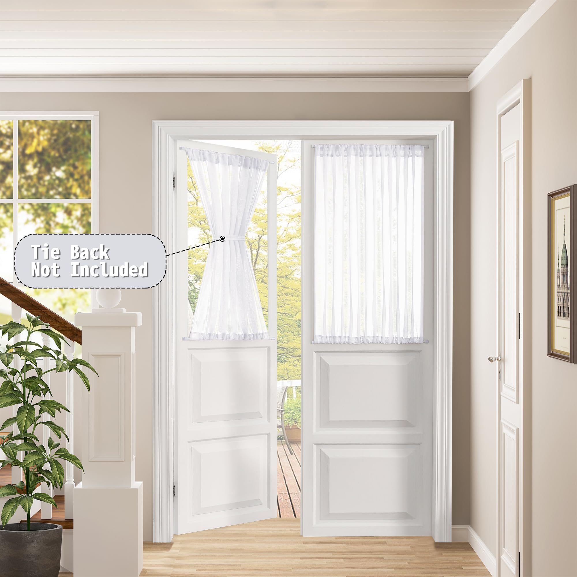 Sheer Door Curtains Closet Linen Textured Curtain Sheers Doorway Light Filtering Voile French Doors Rod Pocket Curtains Patio Glass Door