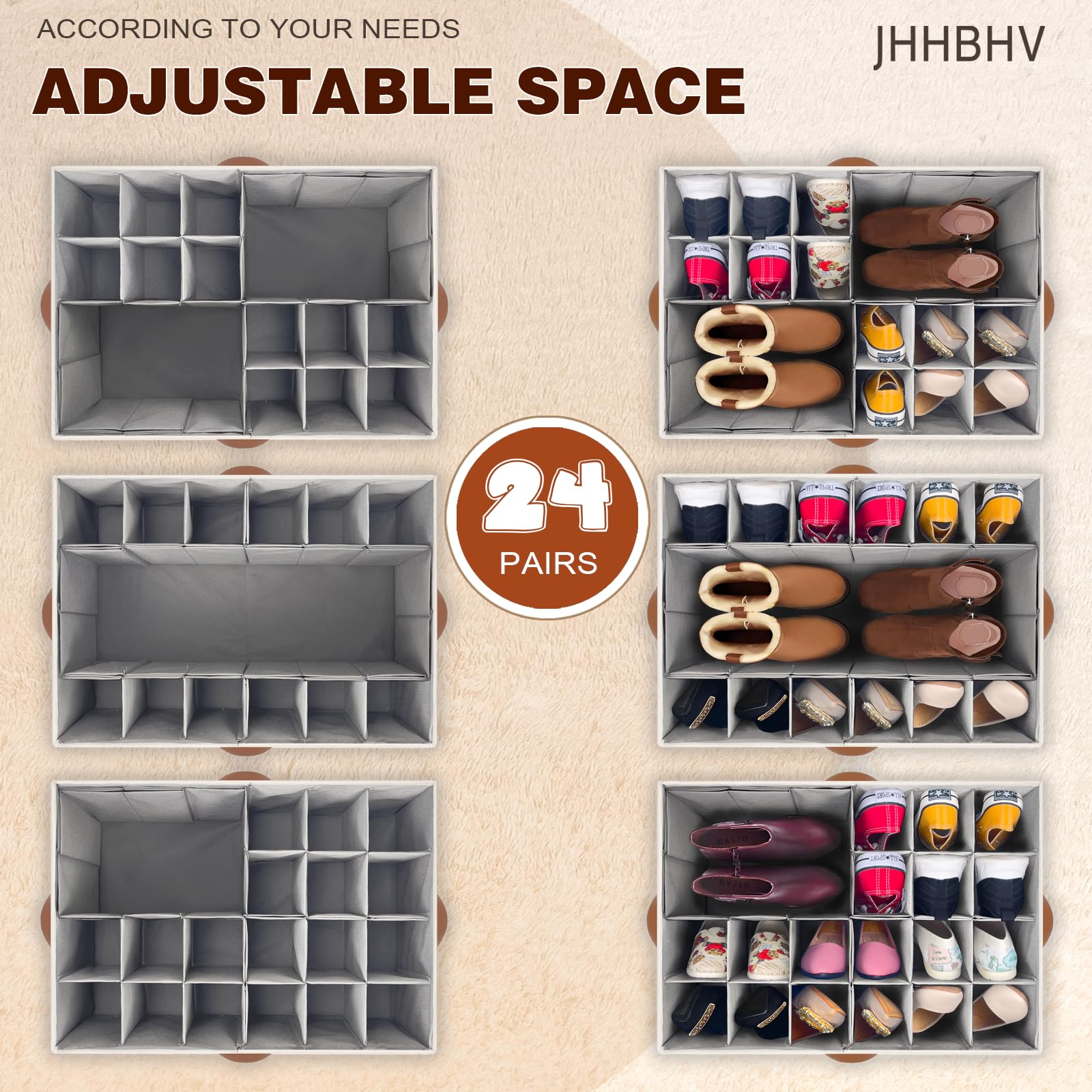 1 Pack Shoe Organizer for Closet with Adjustable Divider Shoe Storage Box