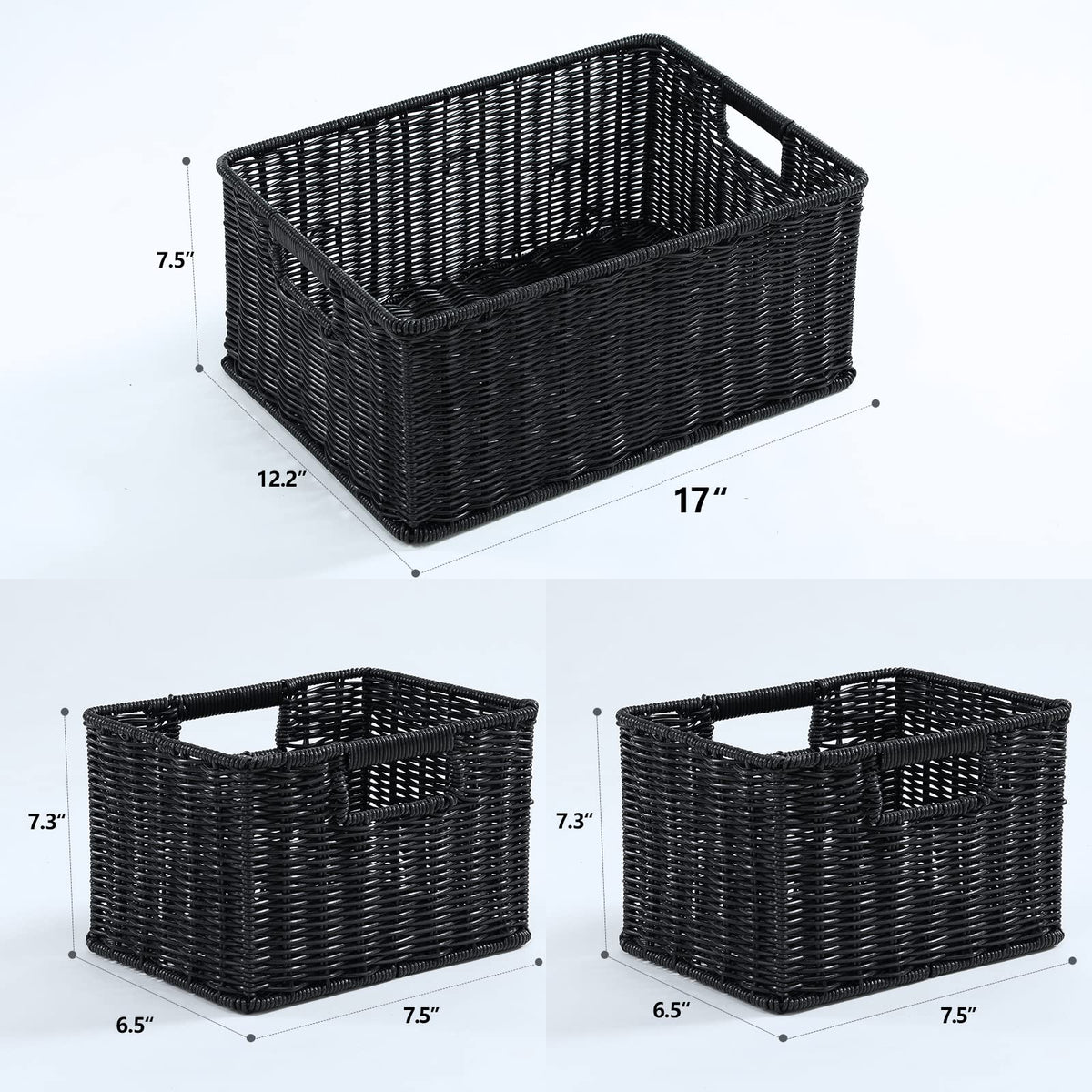 Large Wicker Baskets for Storage (3 Count)